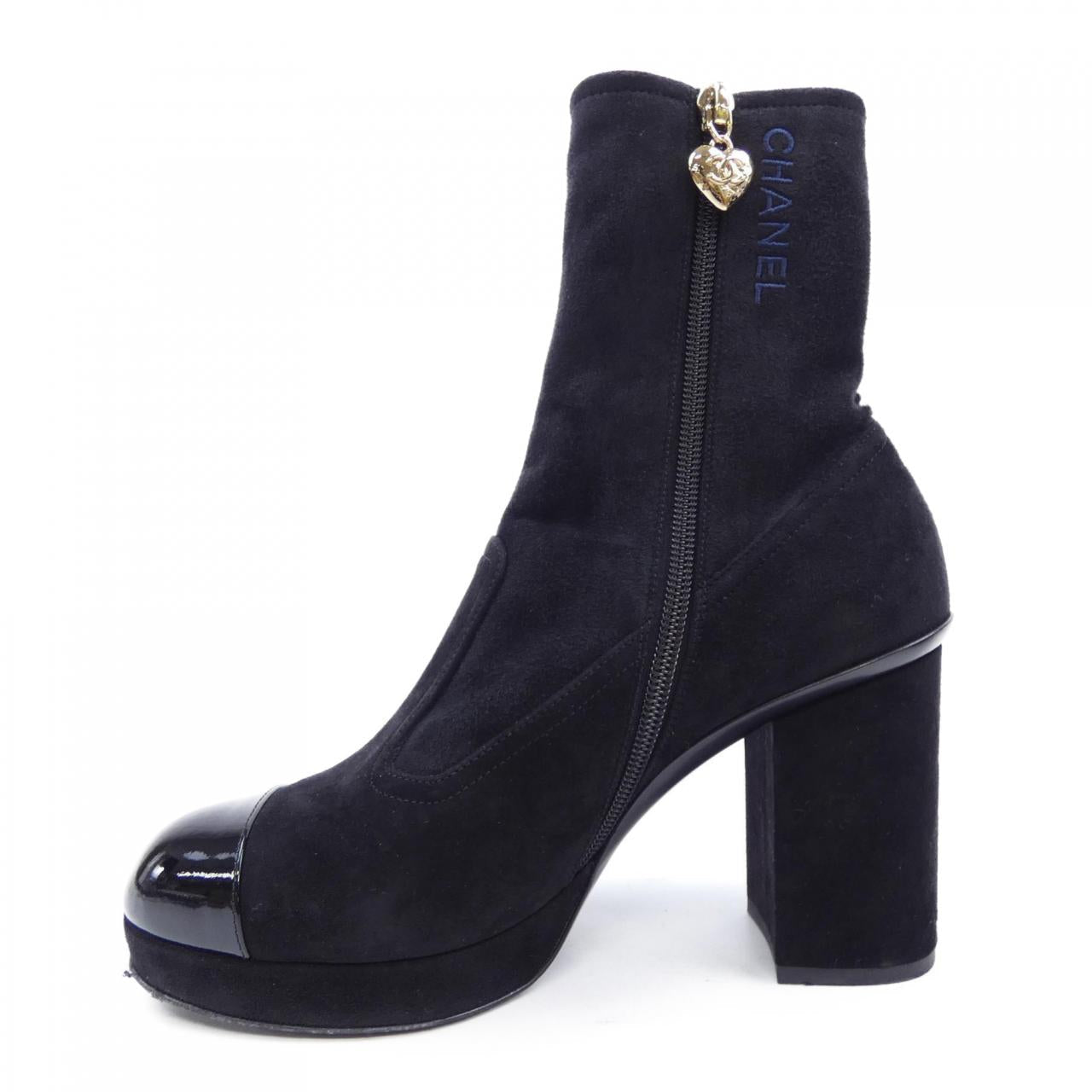 Chanel G45195B13944 Suede Kidskin Patent Calfskin Boots