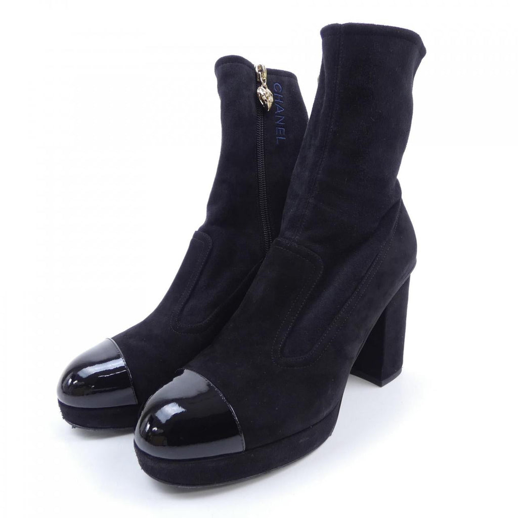 Chanel G45195B13944 Suede Kidskin Patent Calfskin Boots