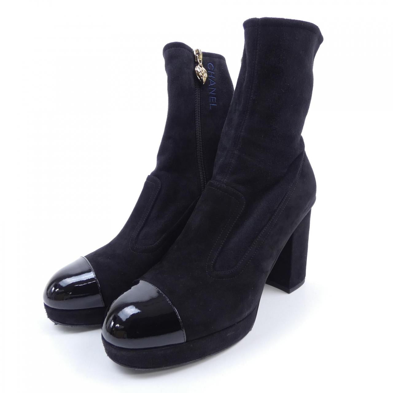 Chanel G45195B13944 Suede Kidskin Patent Calfskin Boots