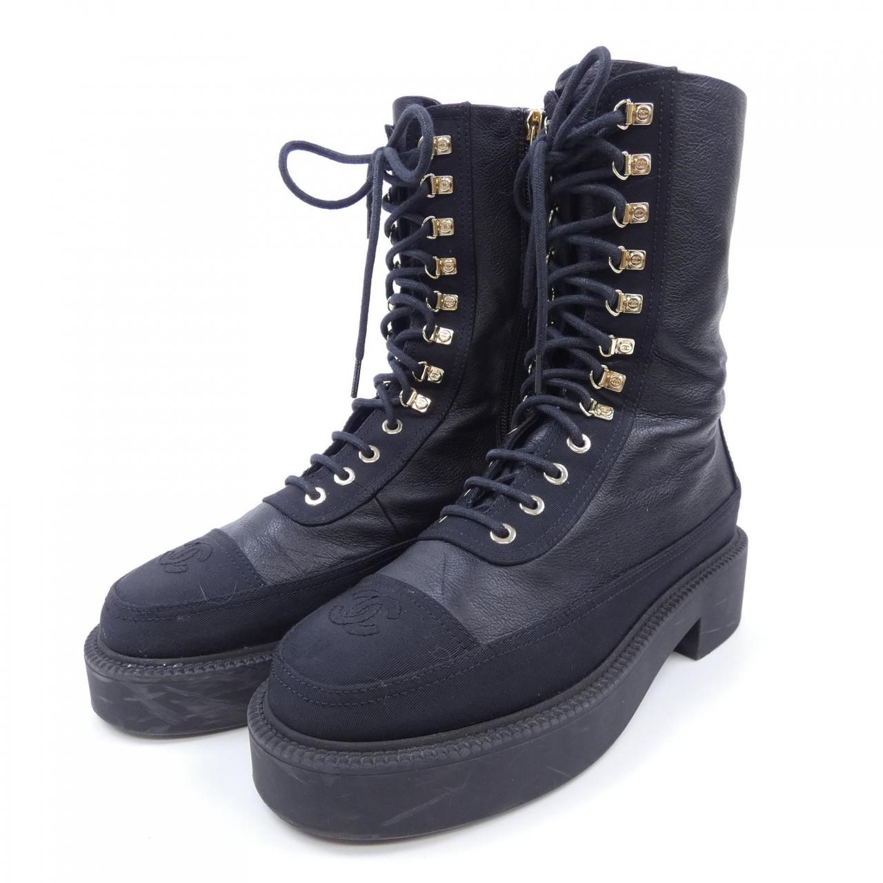 Chanel G38086Y55461 Calfskin Grosgrain Boots