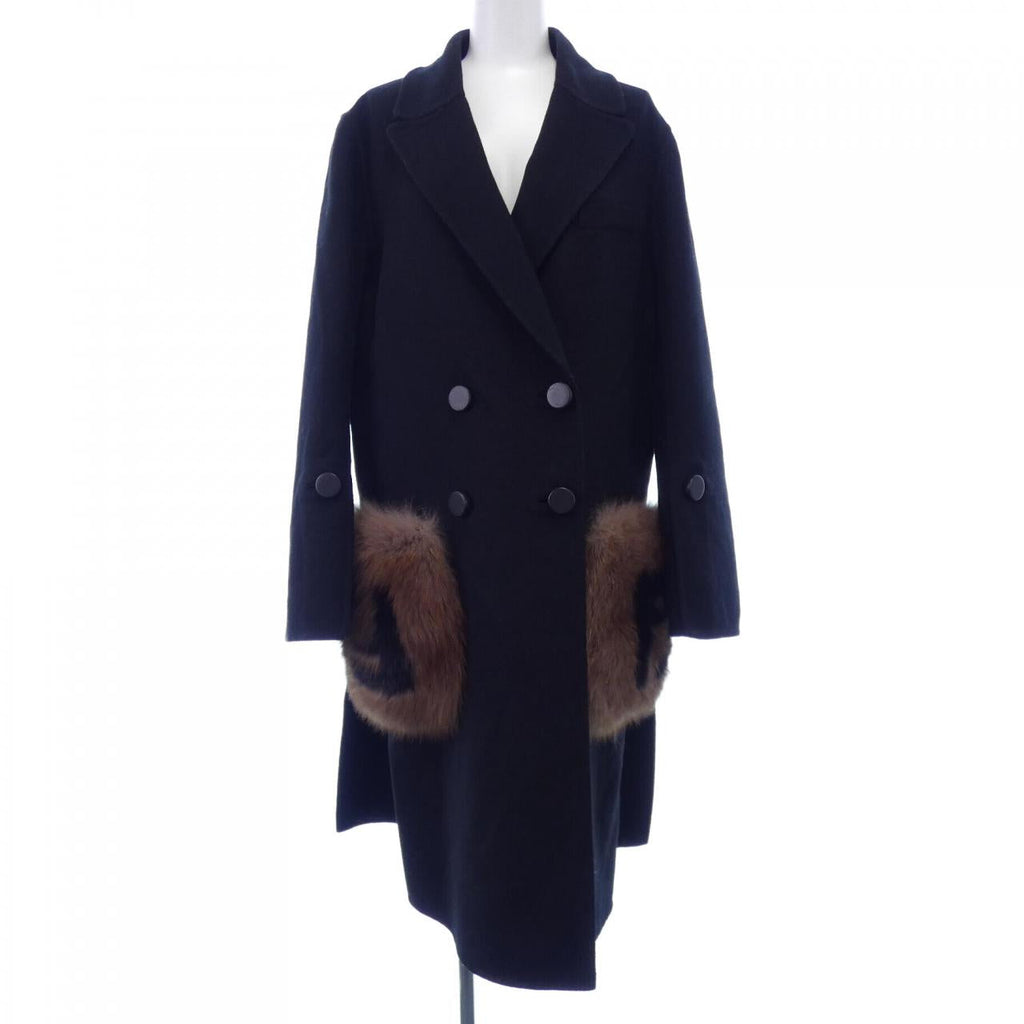 Fendi FF8521 A5G0 Wool Fox Pocket Coat