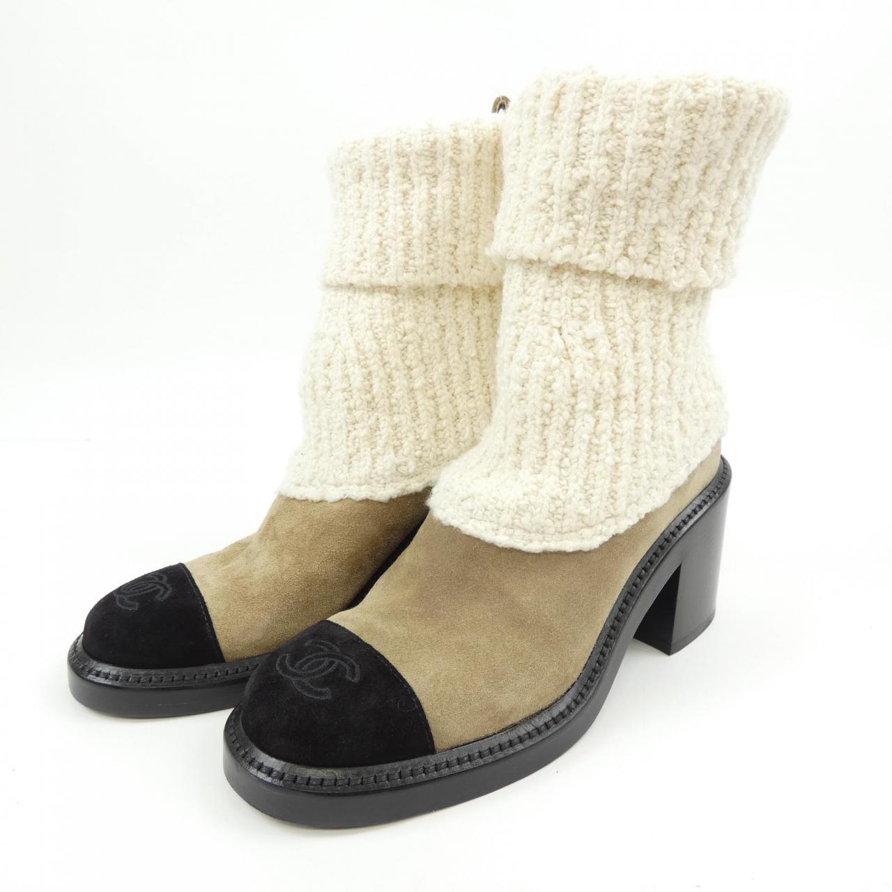 Chanel G46038B18433 Knit Calfskin Boots