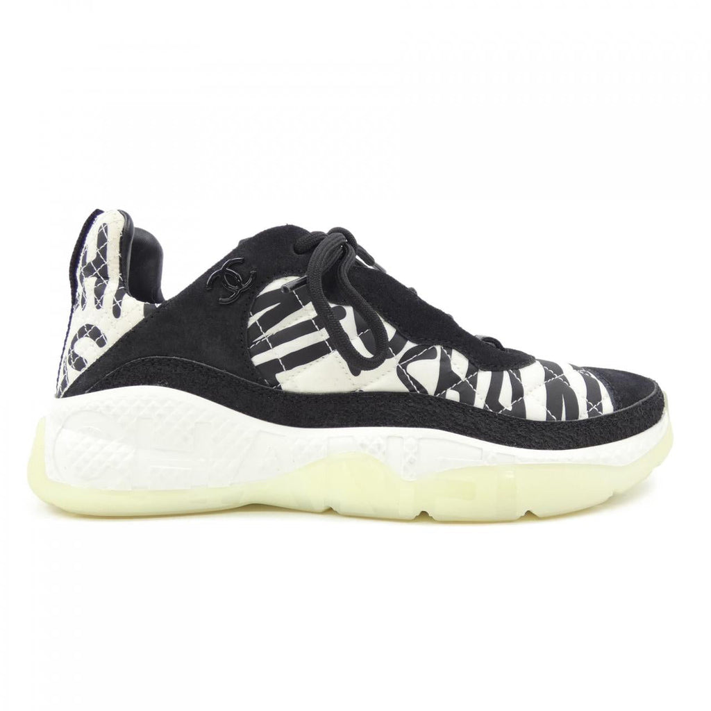 Chanel Graphic Logo Nylon Suede Sneakers
