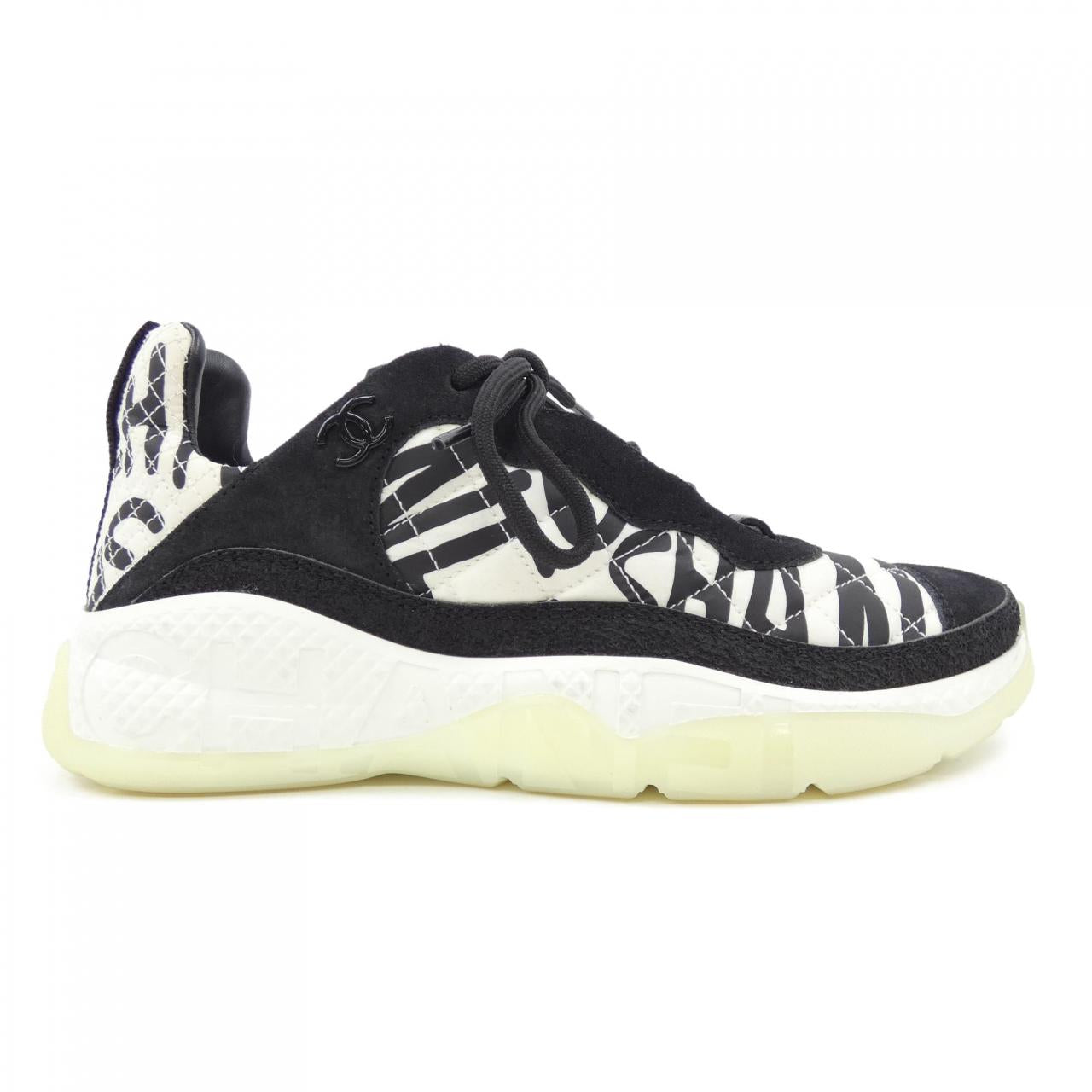 Chanel Graphic Logo Nylon Suede Sneakers