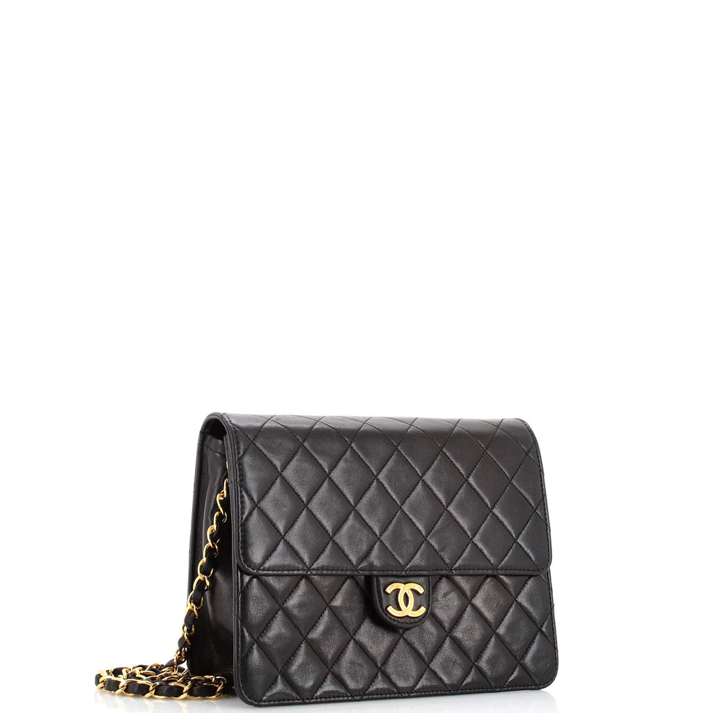 Vintage Clutch with Chain Quilted Leather Small
