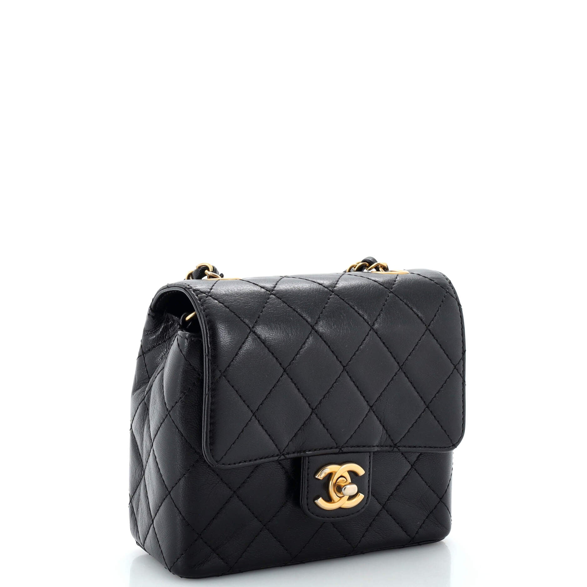 Retro Classic Square Flap Bag Quilted Goatskin Mini