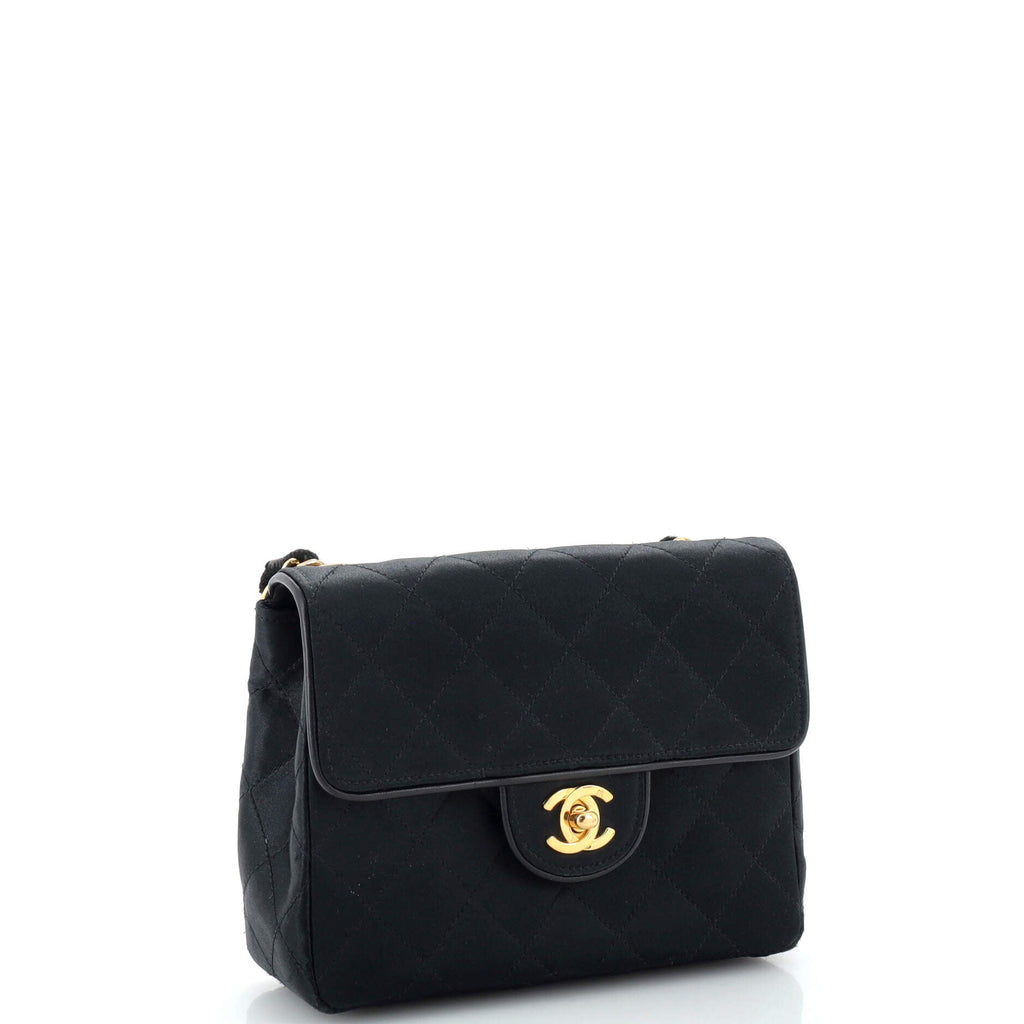 Vintage Square Classic Single Flap Bag Quilted Satin Mini