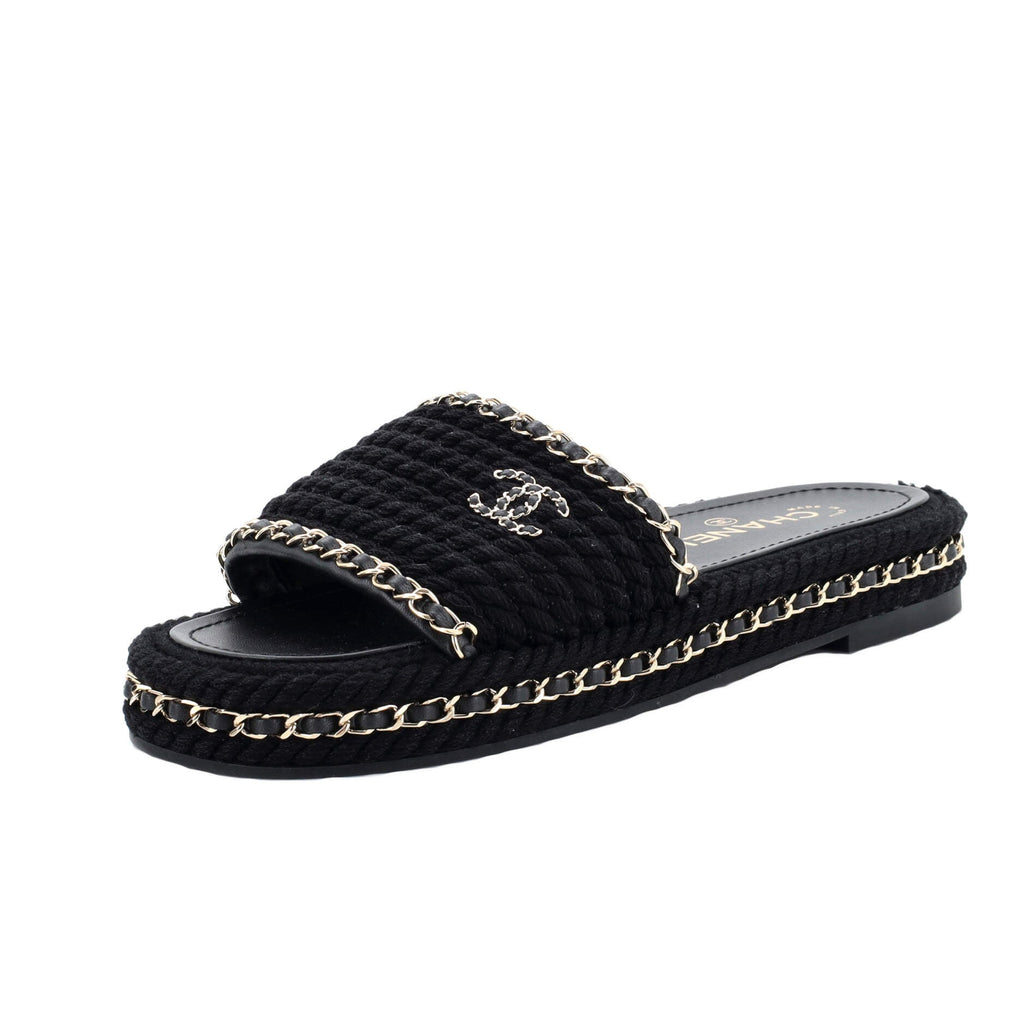Women's CC Braided Rope Chain Slides Textile