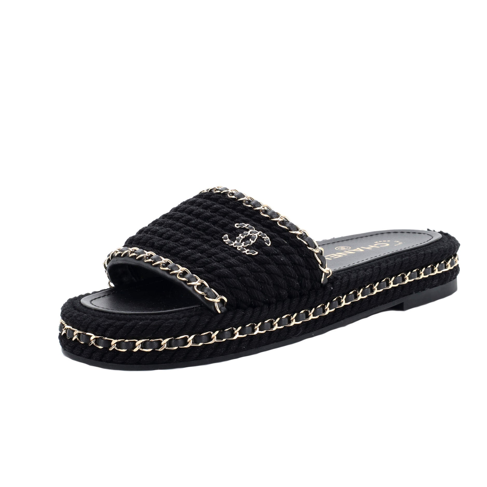 Women's CC Braided Rope Chain Slides Textile