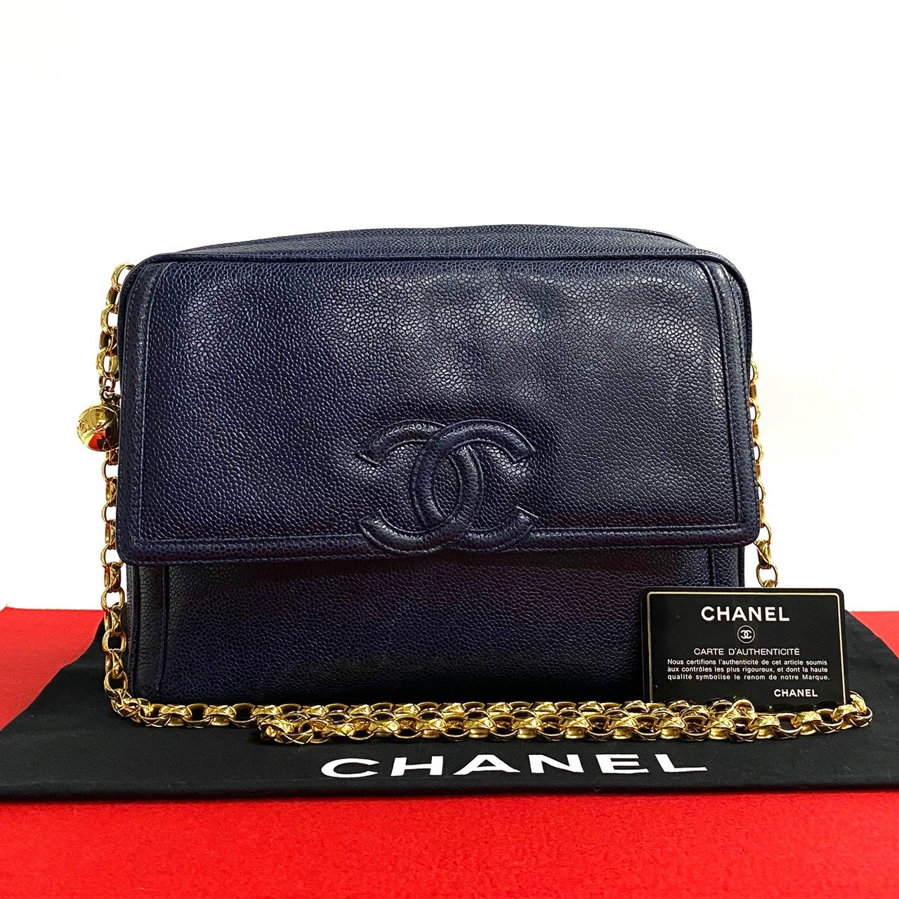 Chanel Coco Mark Caviar Skin Chain Shoulder Bag