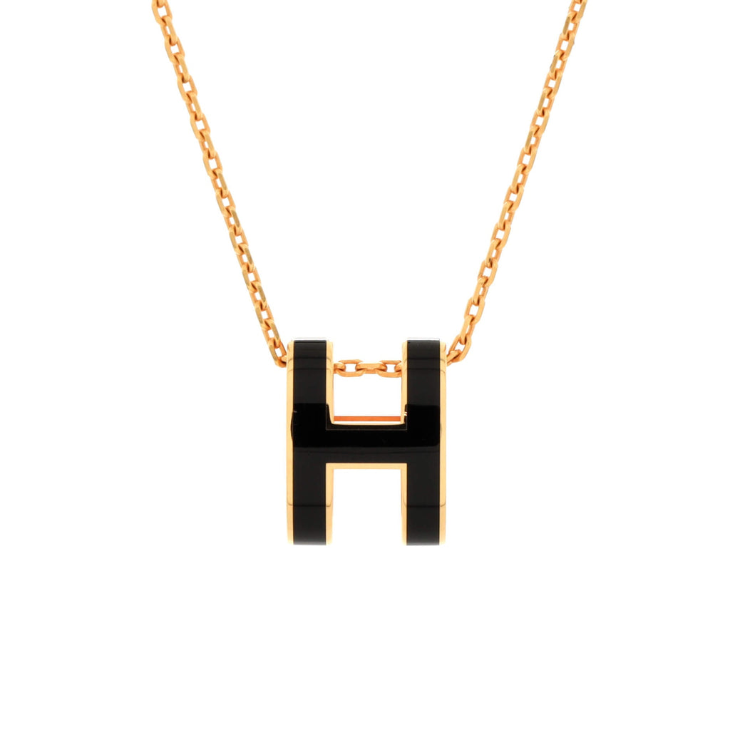 Pop H Pendant Chain Necklace Metal and Enamel Mini