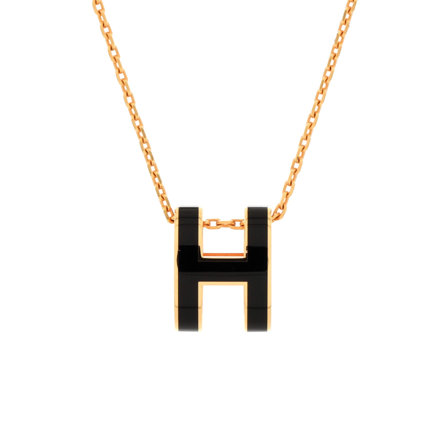 Pop H Pendant Chain Necklace Metal and Enamel Mini