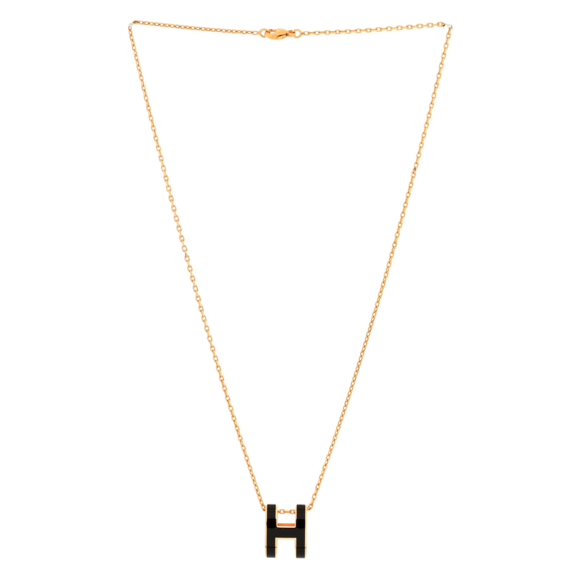 Pop H Pendant Chain Necklace Metal and Enamel Mini