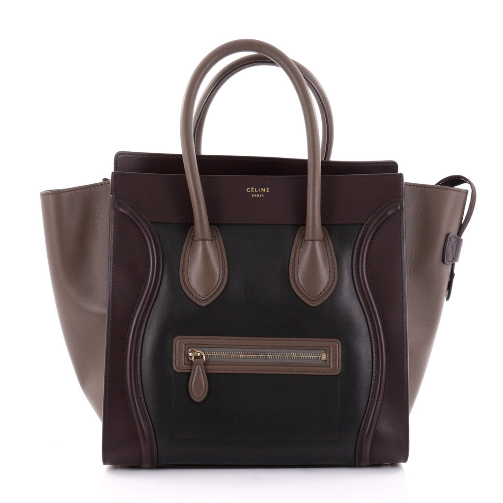 Tricolor Luggage Handbag Leather Mini