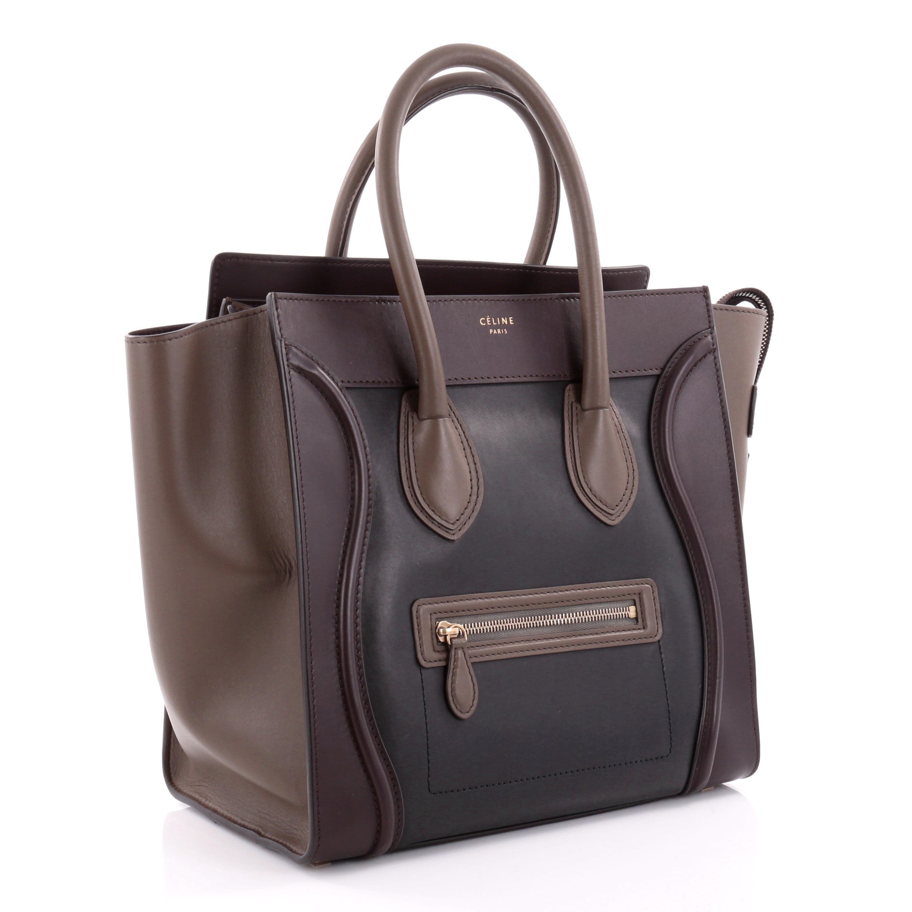 Tricolor Luggage Handbag Leather Mini