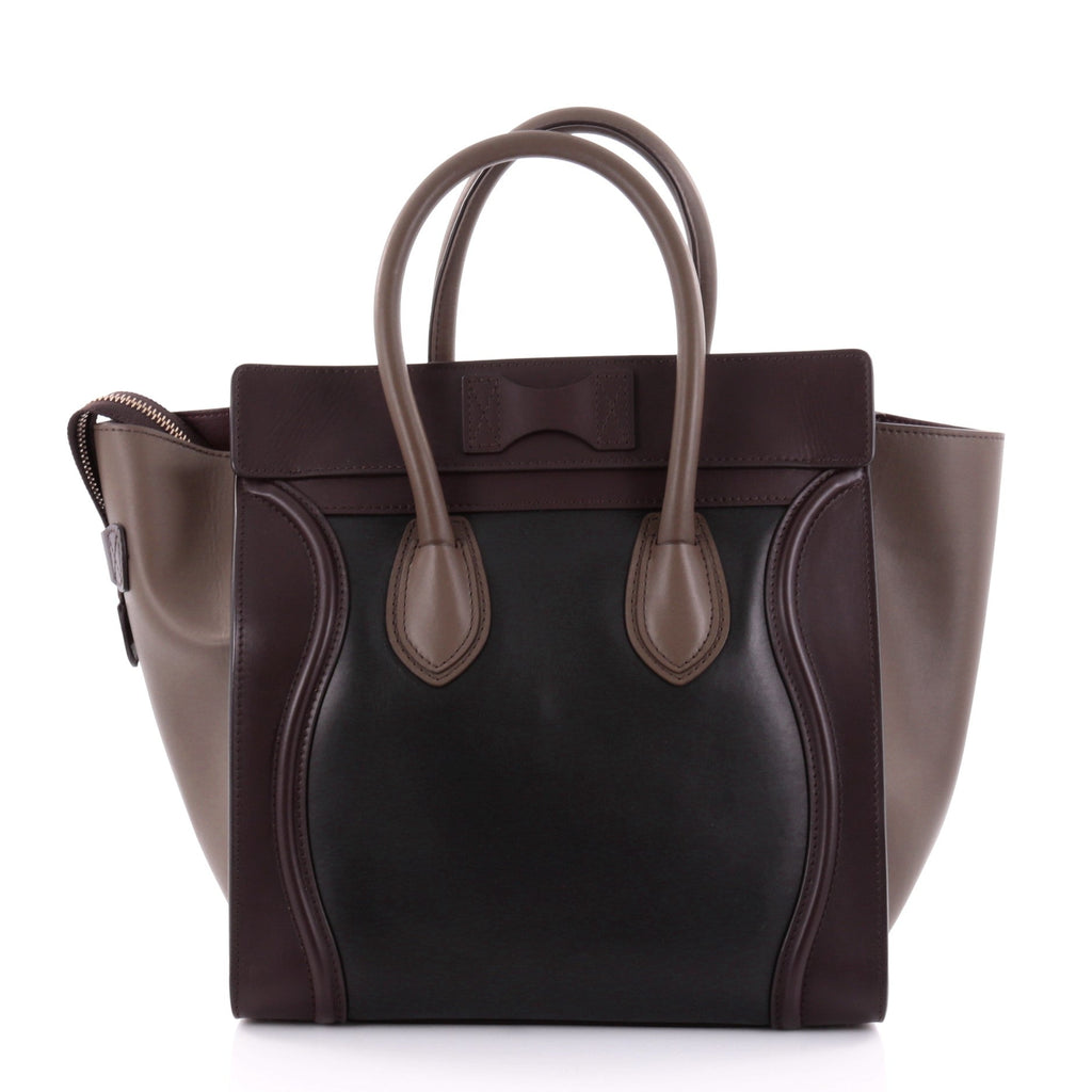 Tricolor Luggage Handbag Leather Mini