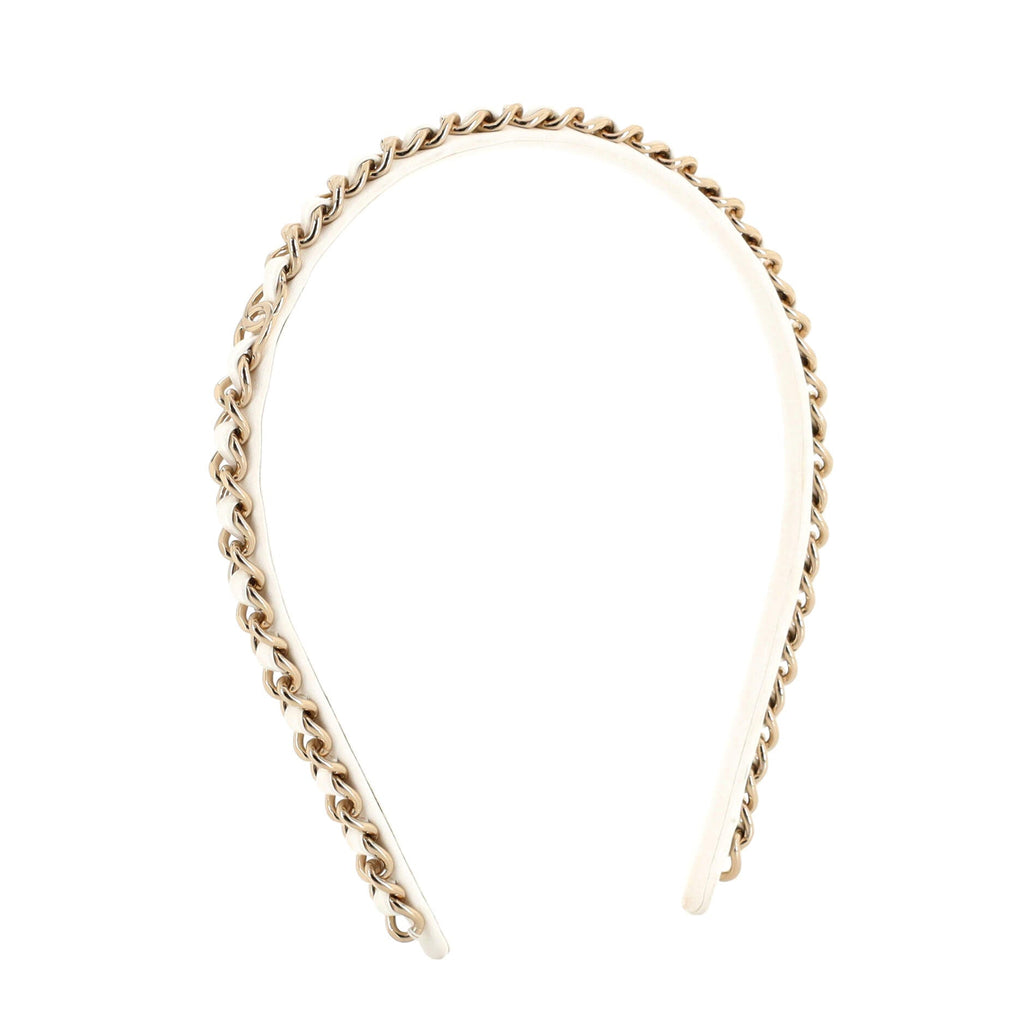 CC Chain Headband Leather and Metal