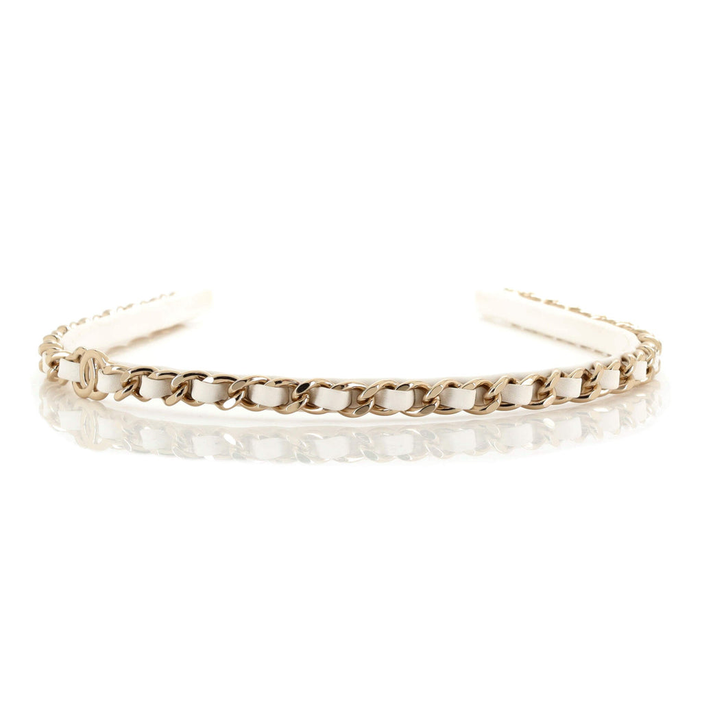 CC Chain Headband Leather and Metal