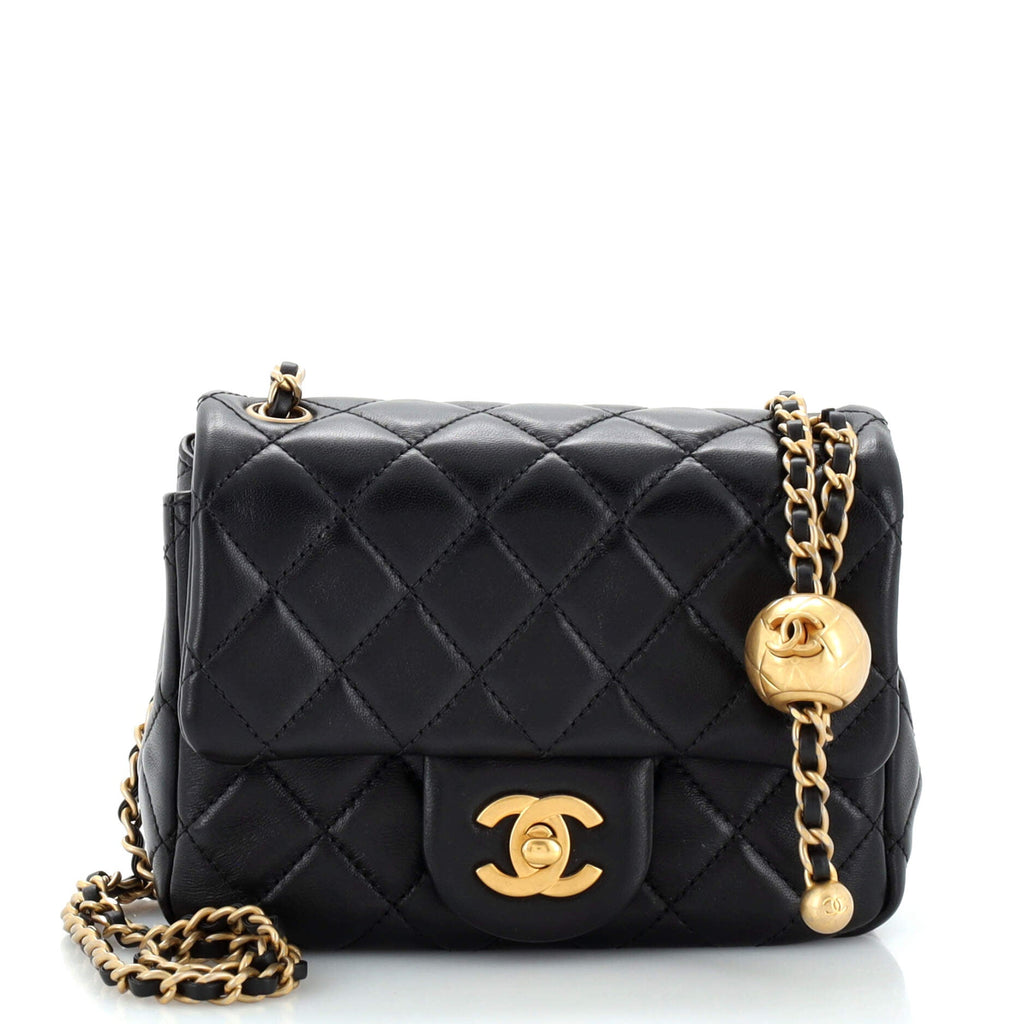 Pearl Crush Square Flap Bag Quilted Lambskin Mini