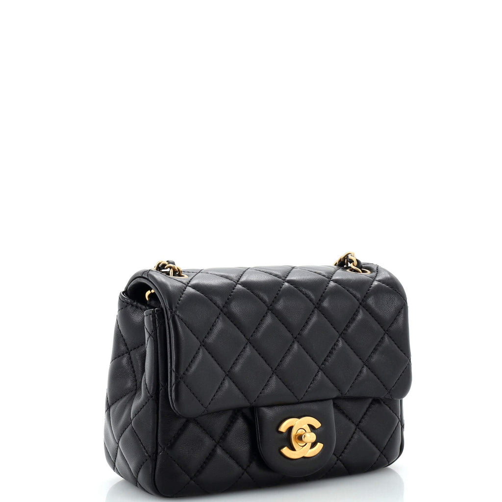 Pearl Crush Square Flap Bag Quilted Lambskin Mini