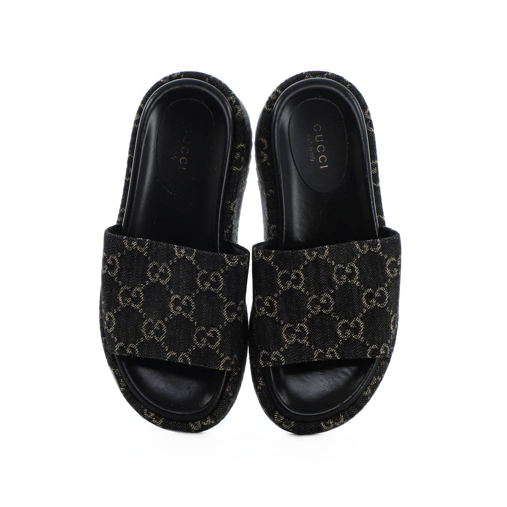 Women's Angelina Platform Slide Sandals GG Denim