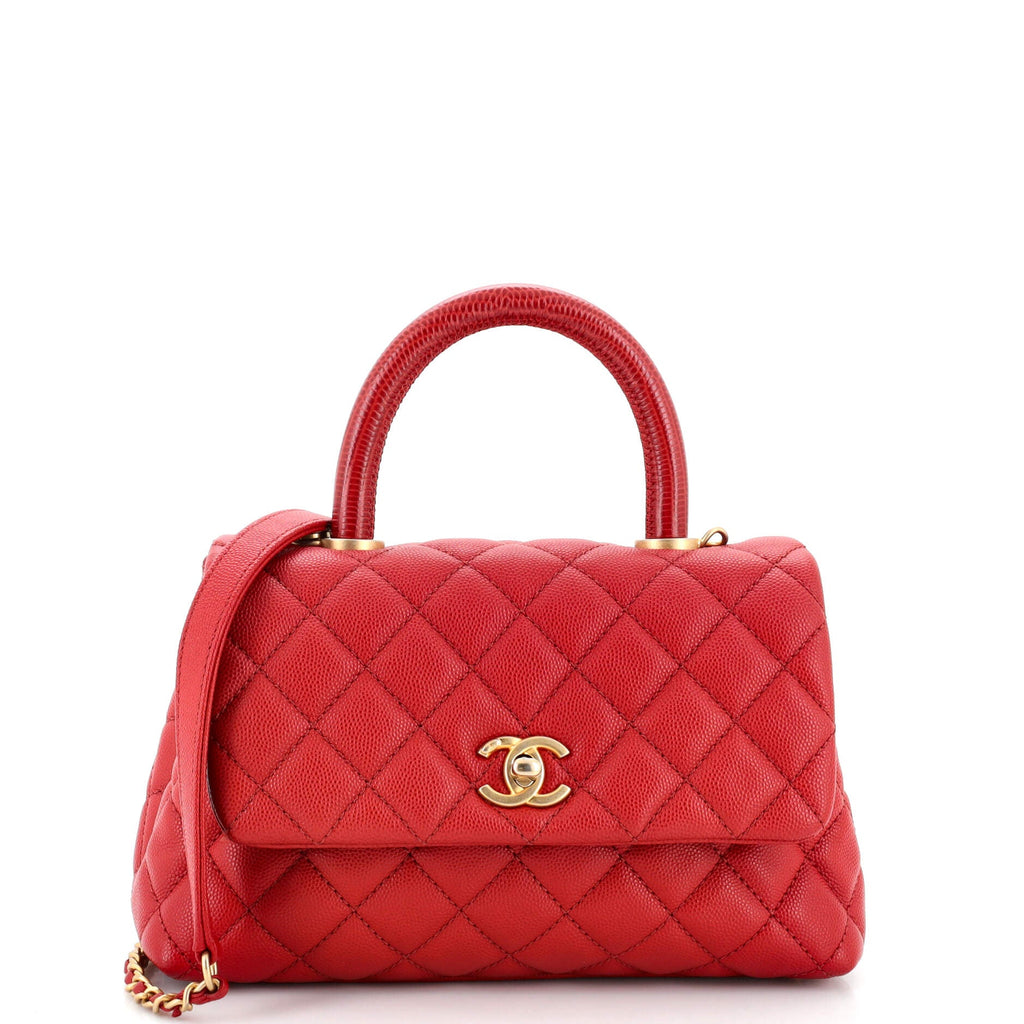 Coco Top Handle Bag Quilted Caviar Mini