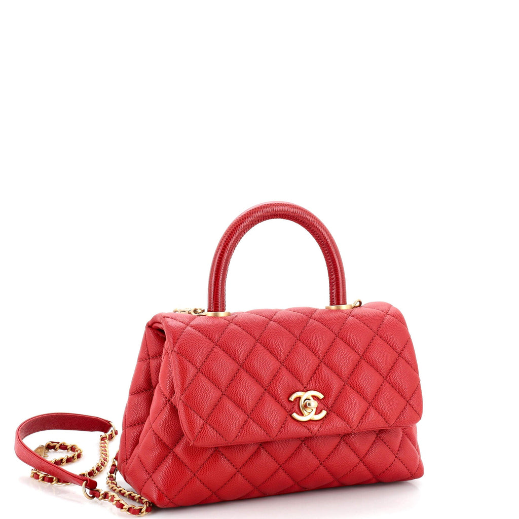 Coco Top Handle Bag Quilted Caviar Mini
