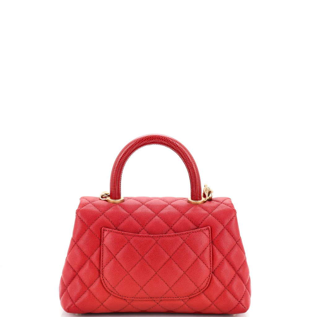 Coco Top Handle Bag Quilted Caviar Mini