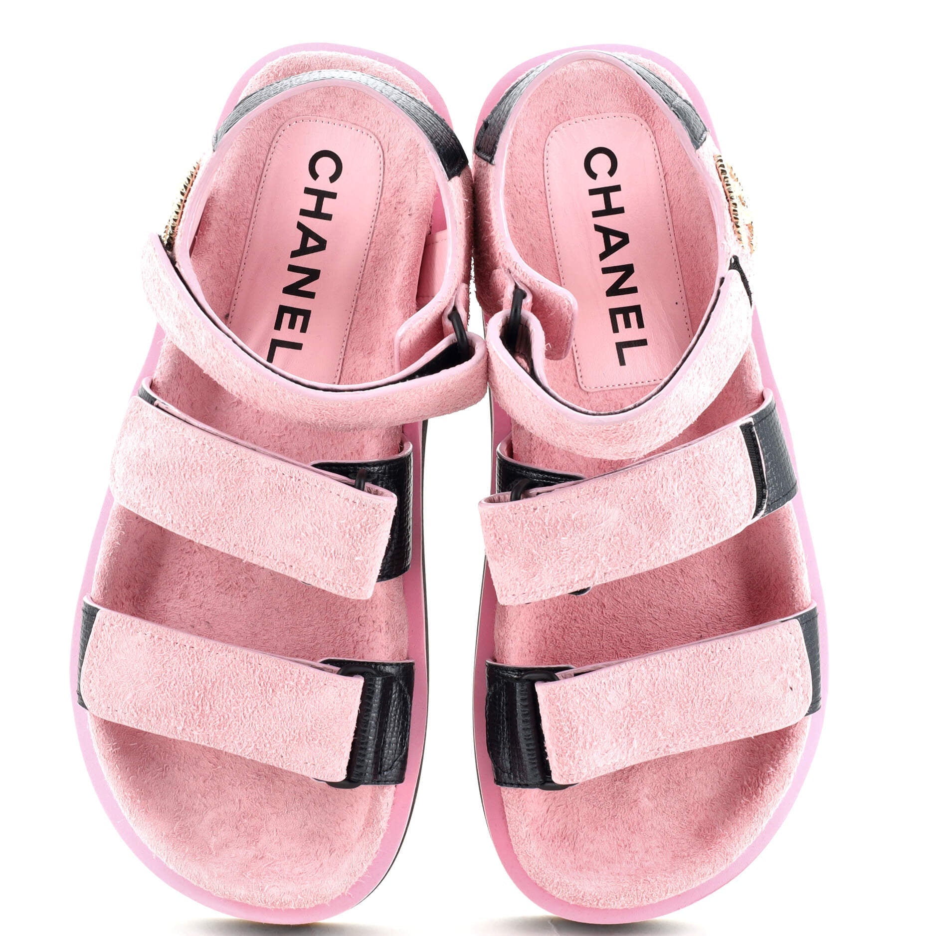 Women's Two Strap Velcro Dad Sandals Suede