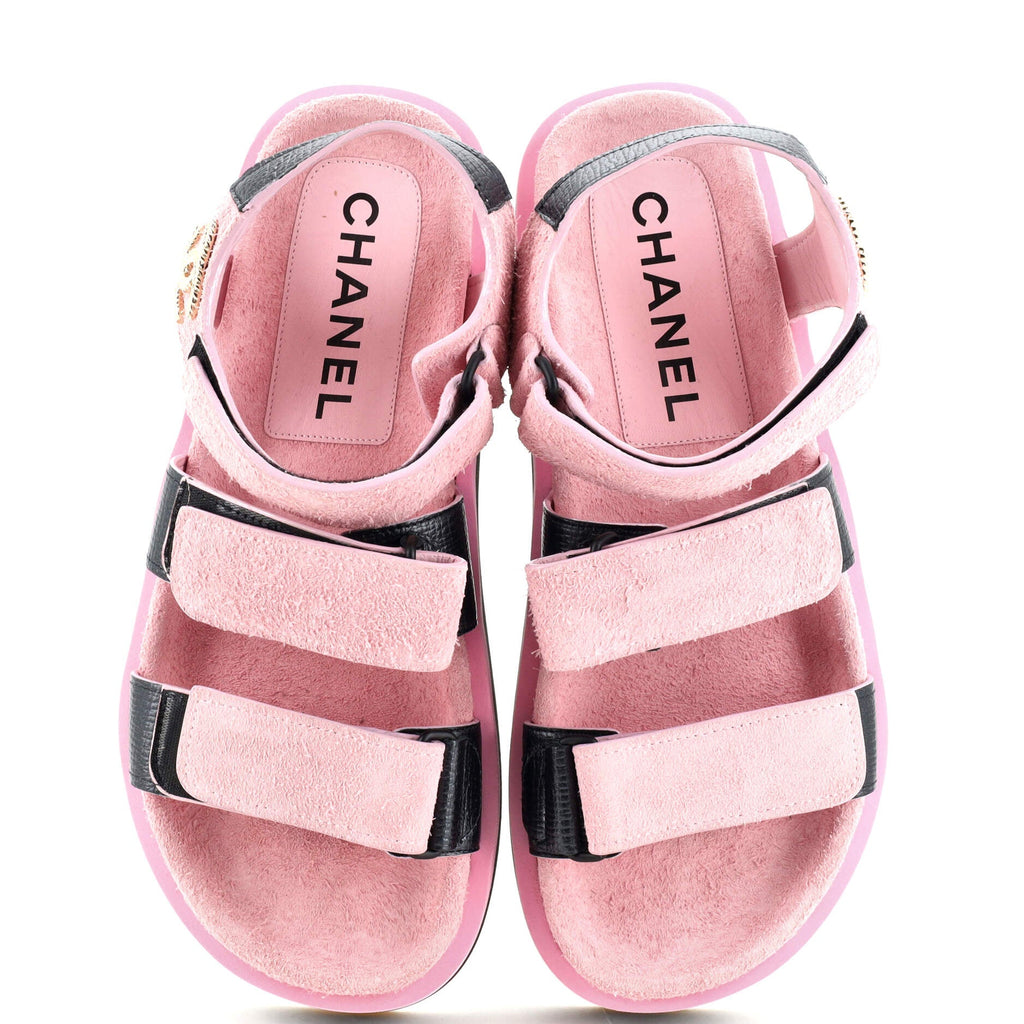 Women's Two Strap Velcro Dad Sandals Suede
