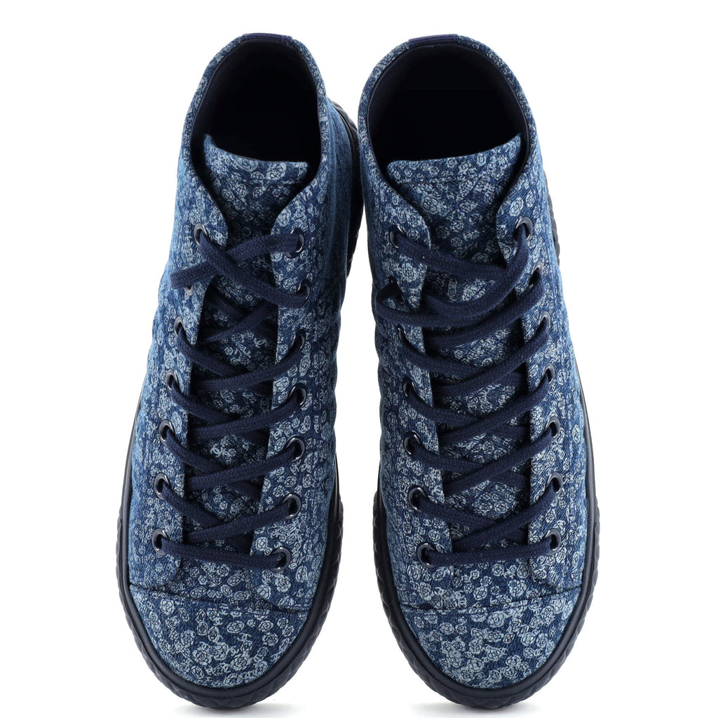 Women's Camellia Cap Toe High-Top Sneakers Quilted Printed Denim