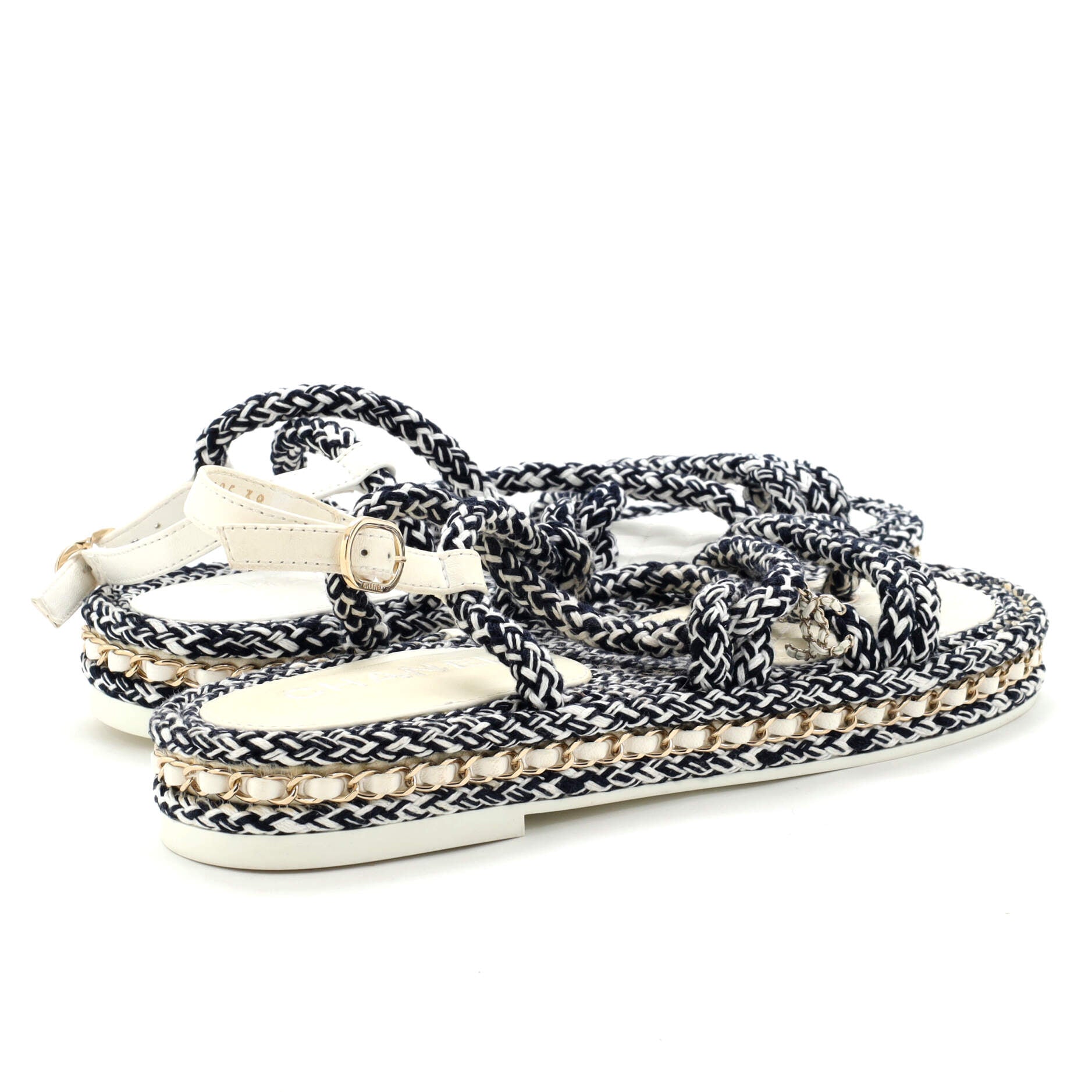 Women's CC Chain Sandals Braided Cord