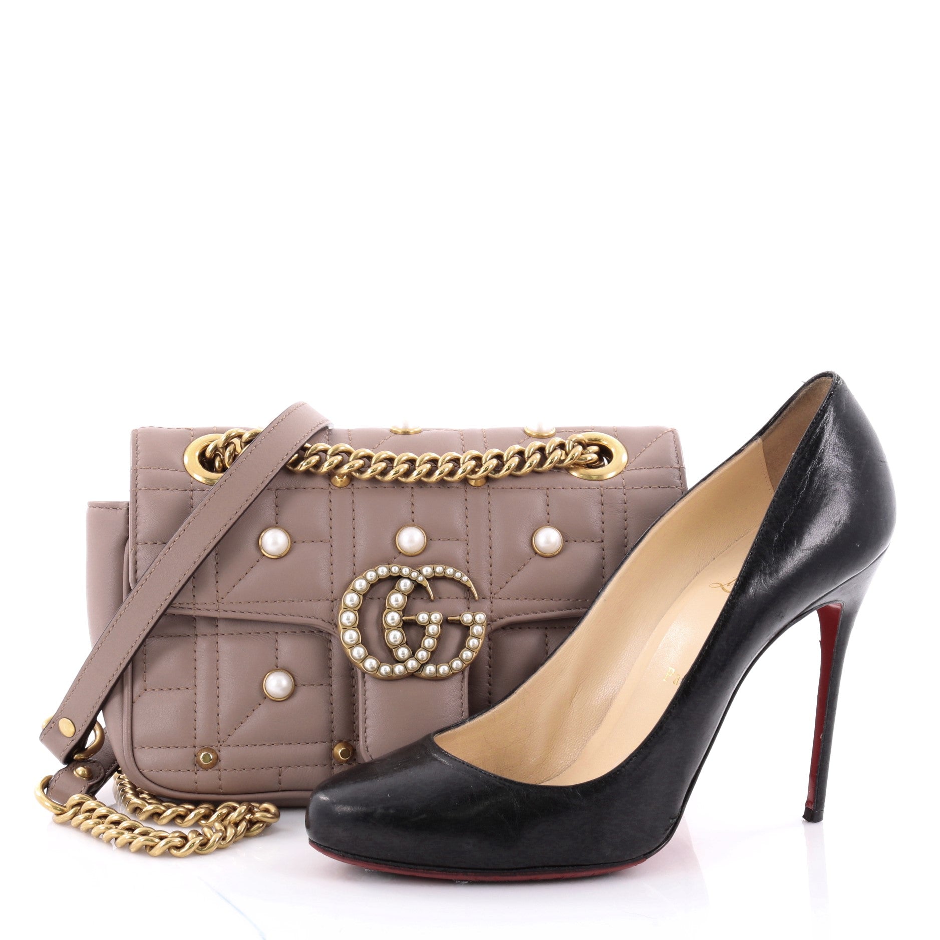 Pearly GG Marmont Flap Bag Matelasse Leather Mini
