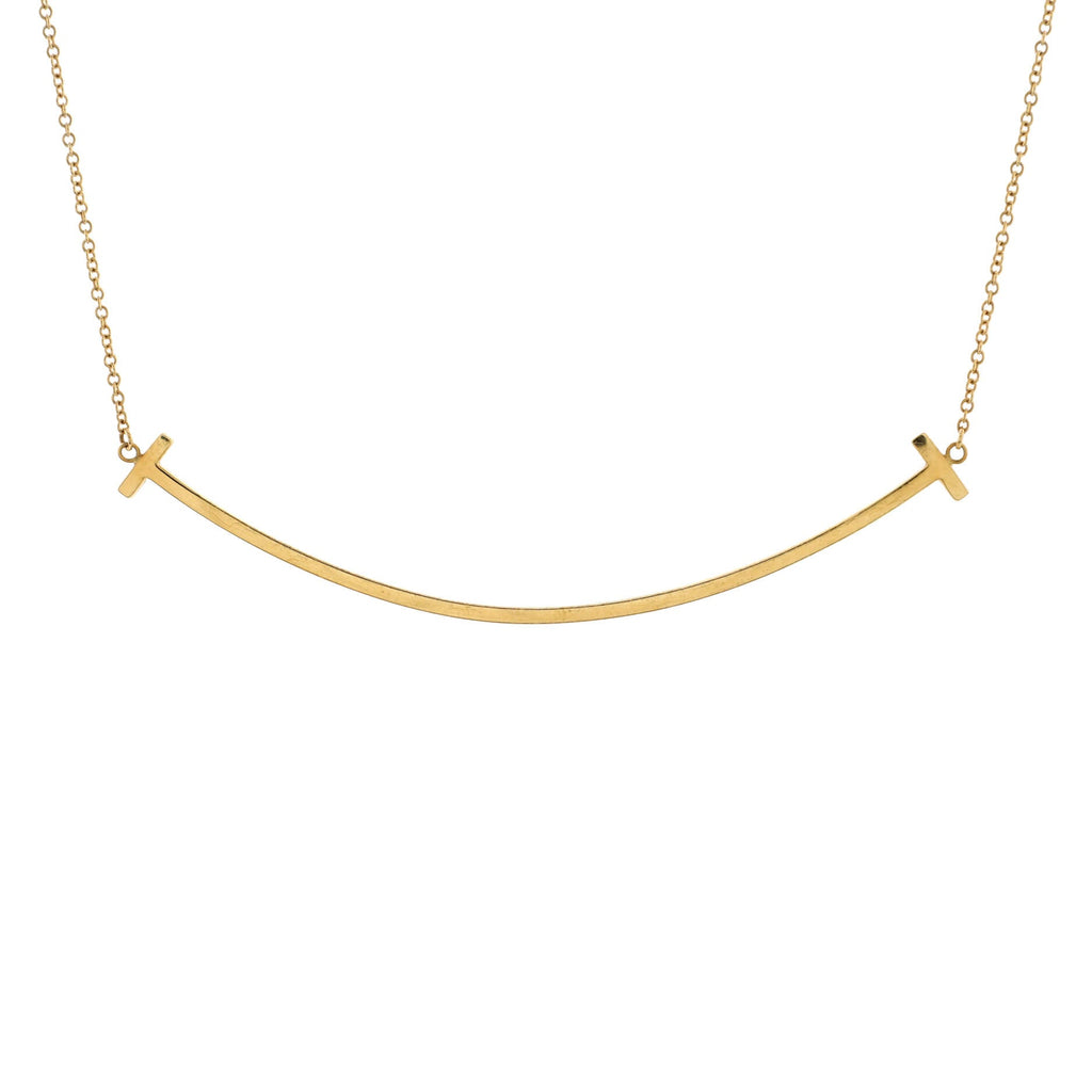 T Smile Pendant Necklace 18K Yellow Gold Large