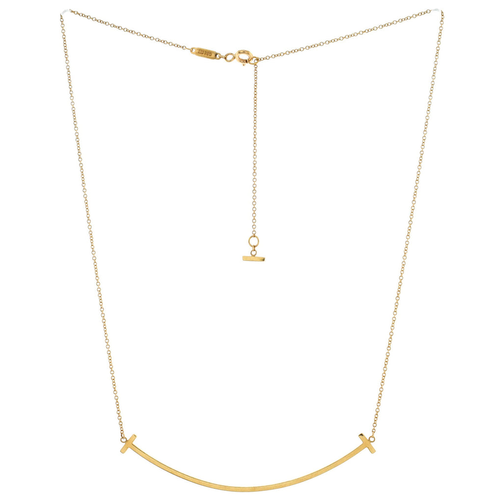 T Smile Pendant Necklace 18K Yellow Gold Large