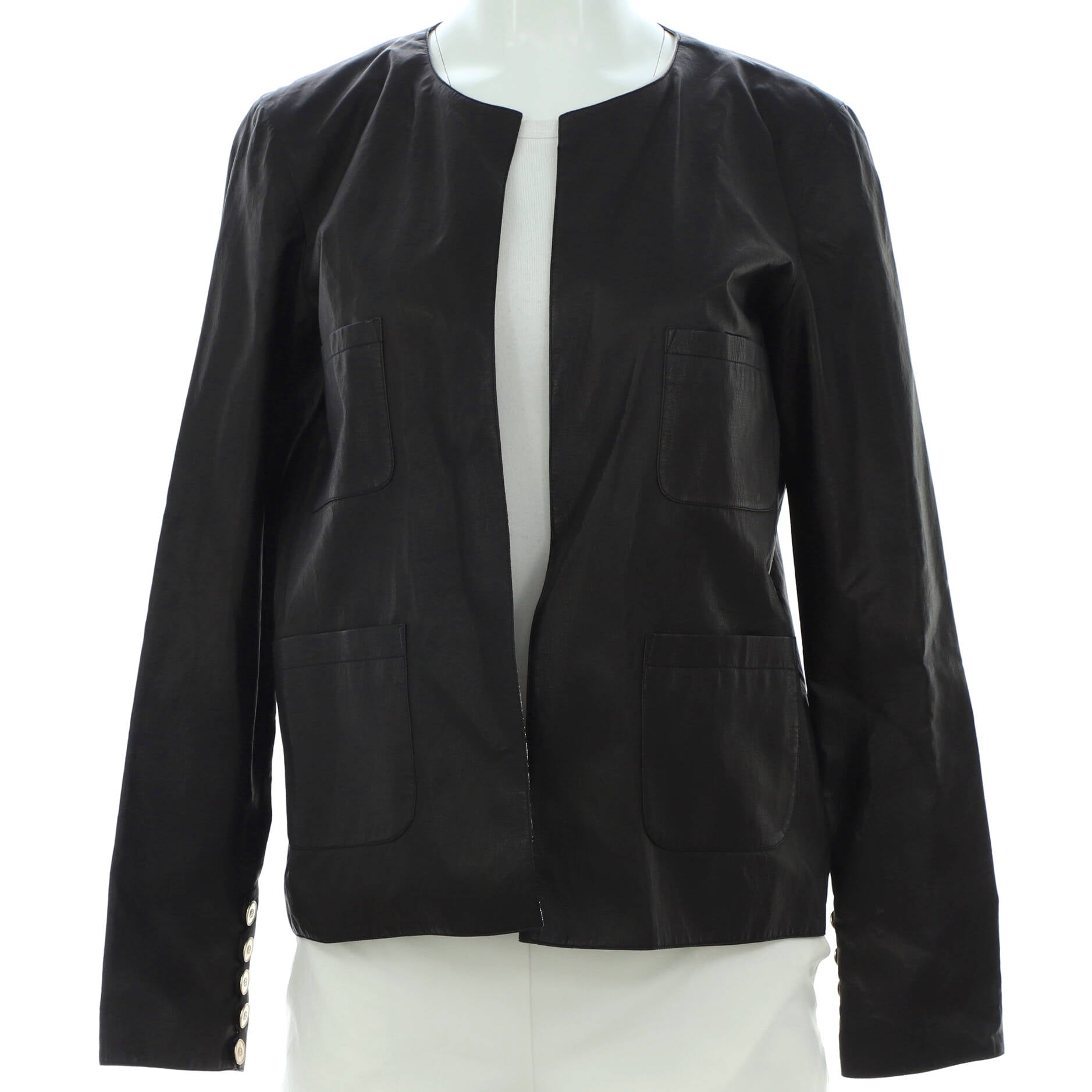 Women's Paris-Dubai Four Pocket Collarless Jacket Leather