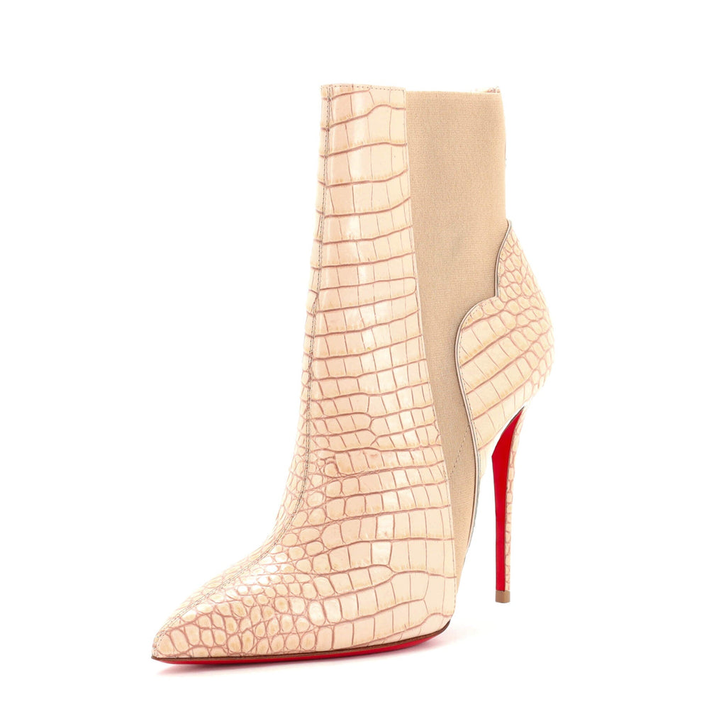 Women's Chelsea Chick Ankle Boots Crocodile Embossed Leather 100