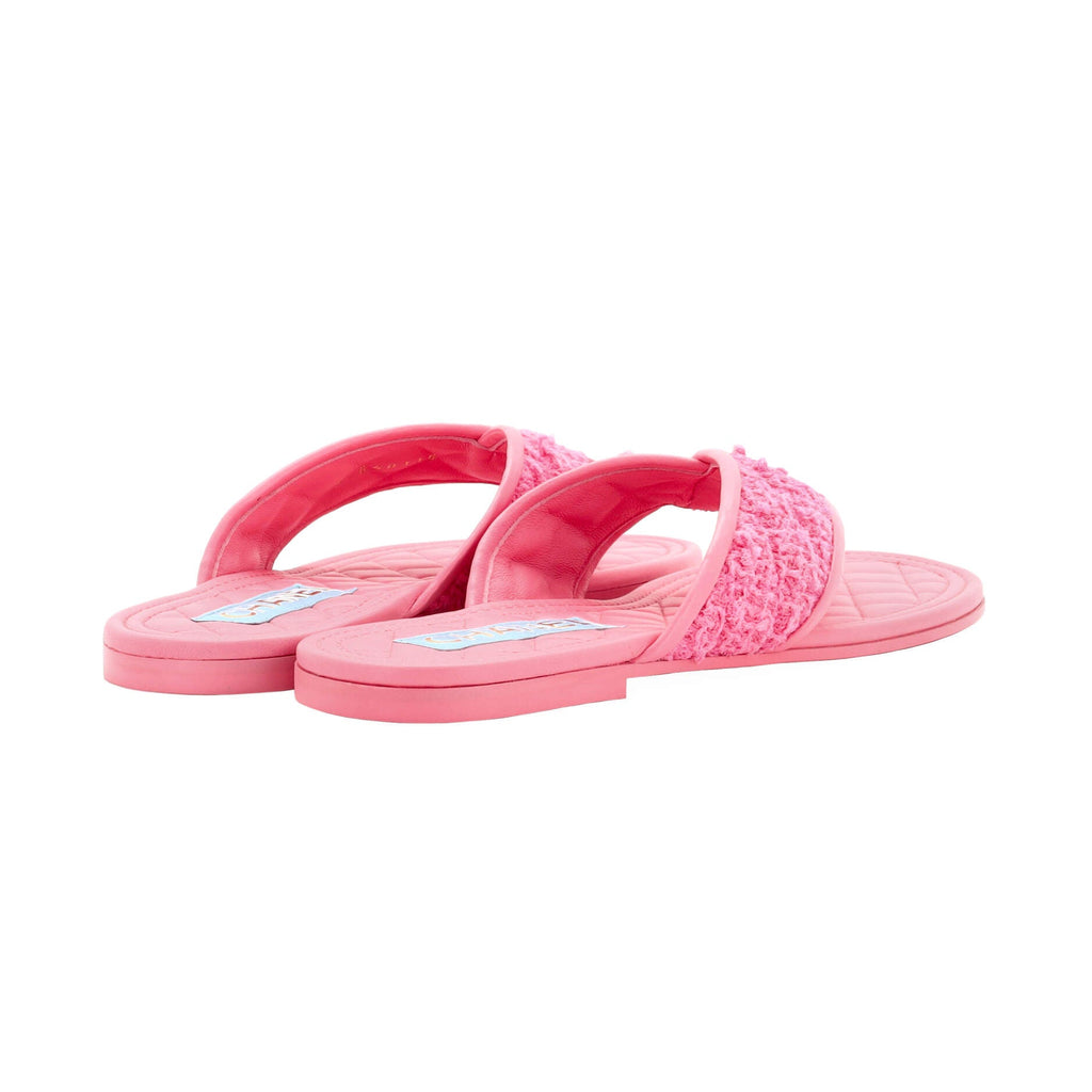 Women's CC Logo Thong Sandals Tweed and Leather