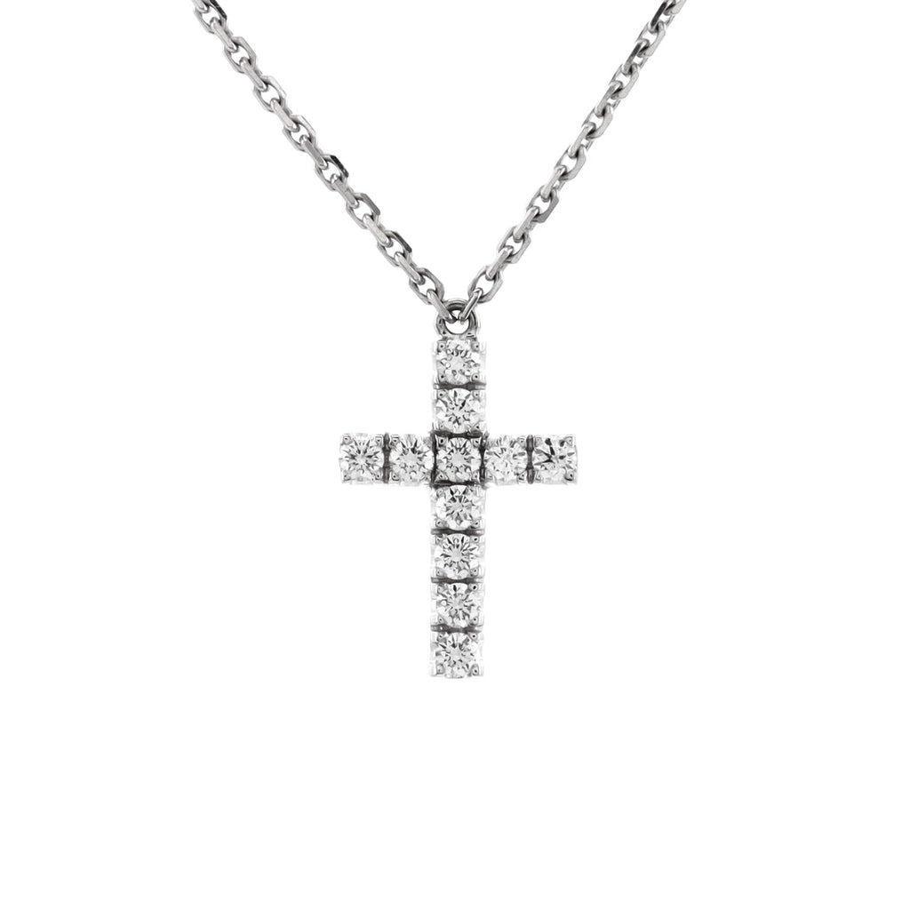 Cross Pendant Necklace 18K White Gold with Diamonds