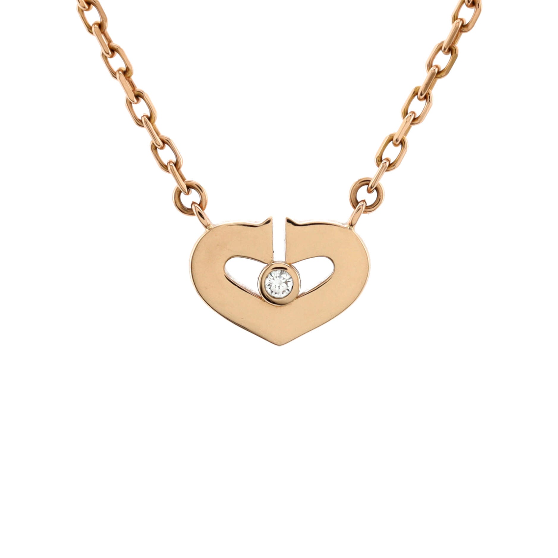 C Heart de Cartier Pendant Necklace 18K Rose Gold with Diamond XS