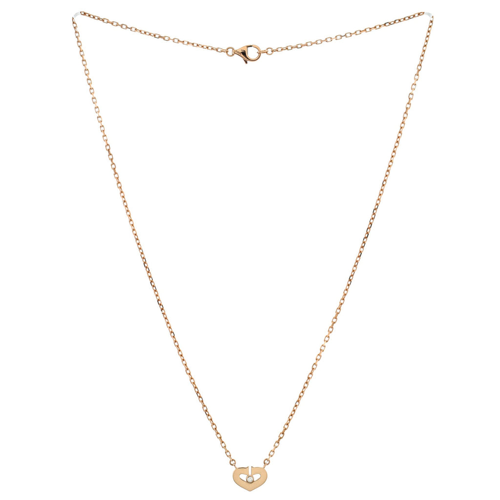 C Heart de Cartier Pendant Necklace 18K Rose Gold with Diamond XS