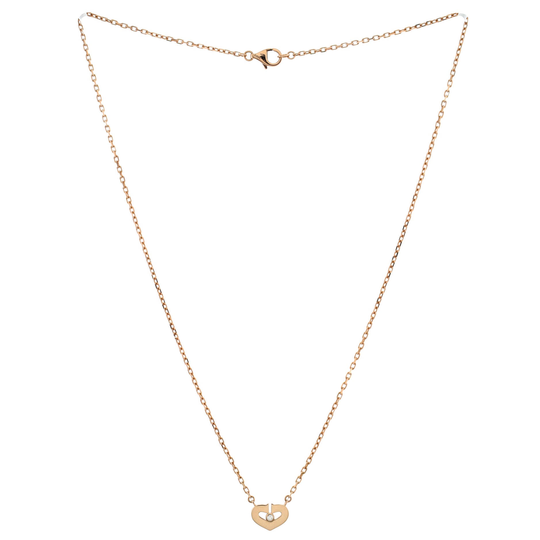 C Heart de Cartier Pendant Necklace 18K Rose Gold with Diamond XS
