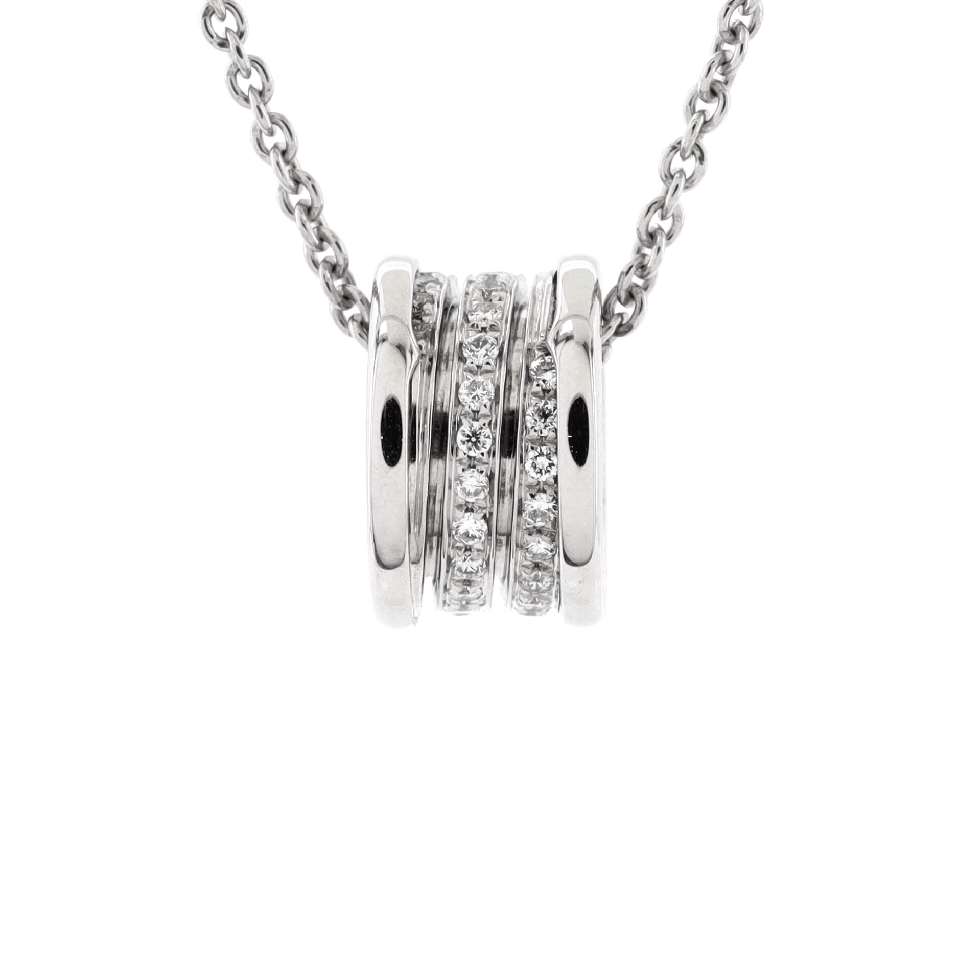 B.Zero1 Pendant Necklace 18K White Gold with Diamonds