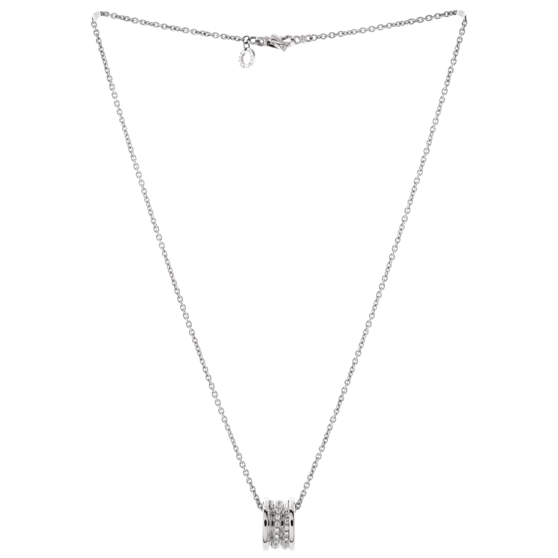 B.Zero1 Pendant Necklace 18K White Gold with Diamonds