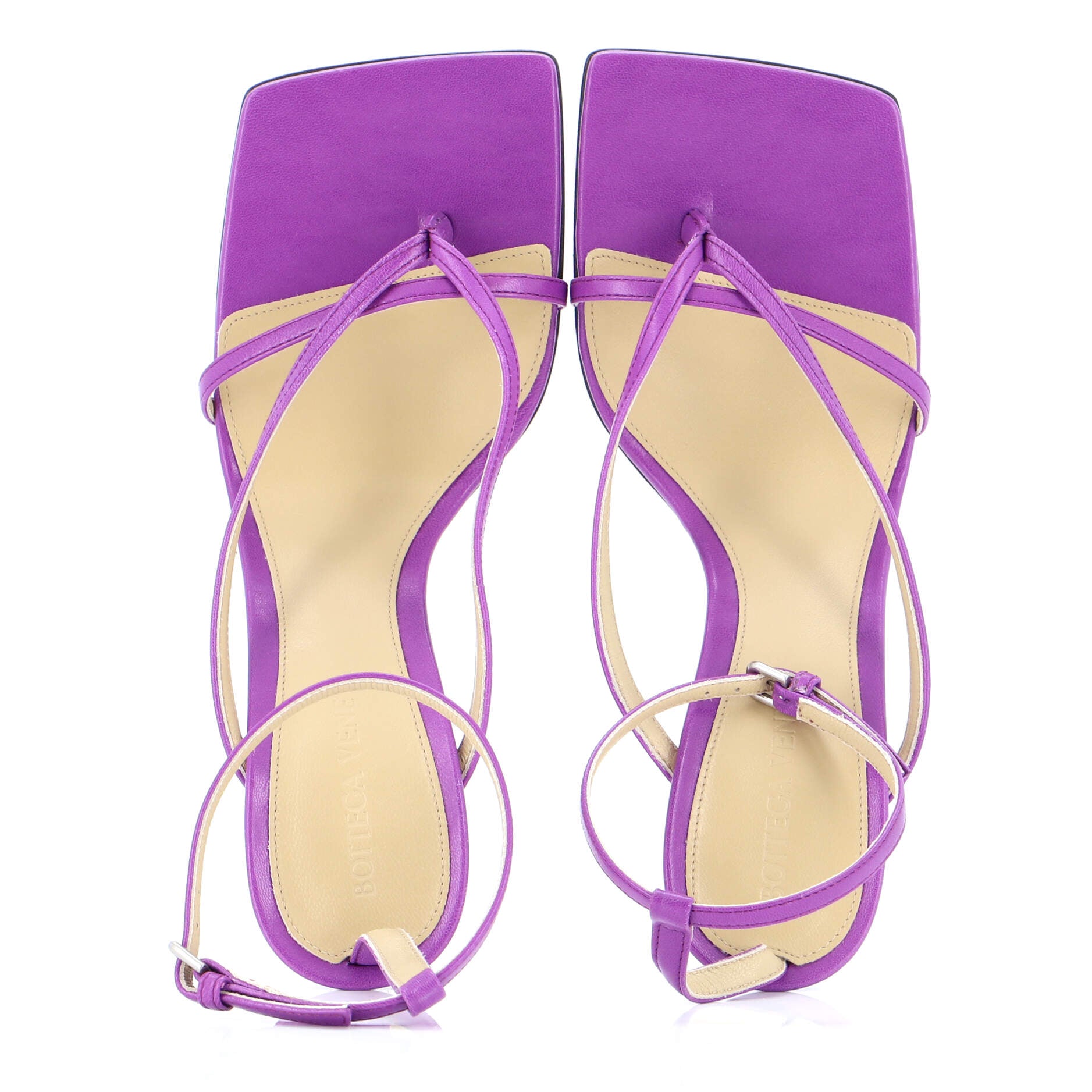 Women's Stretch Strap Heeled Sandals Leather