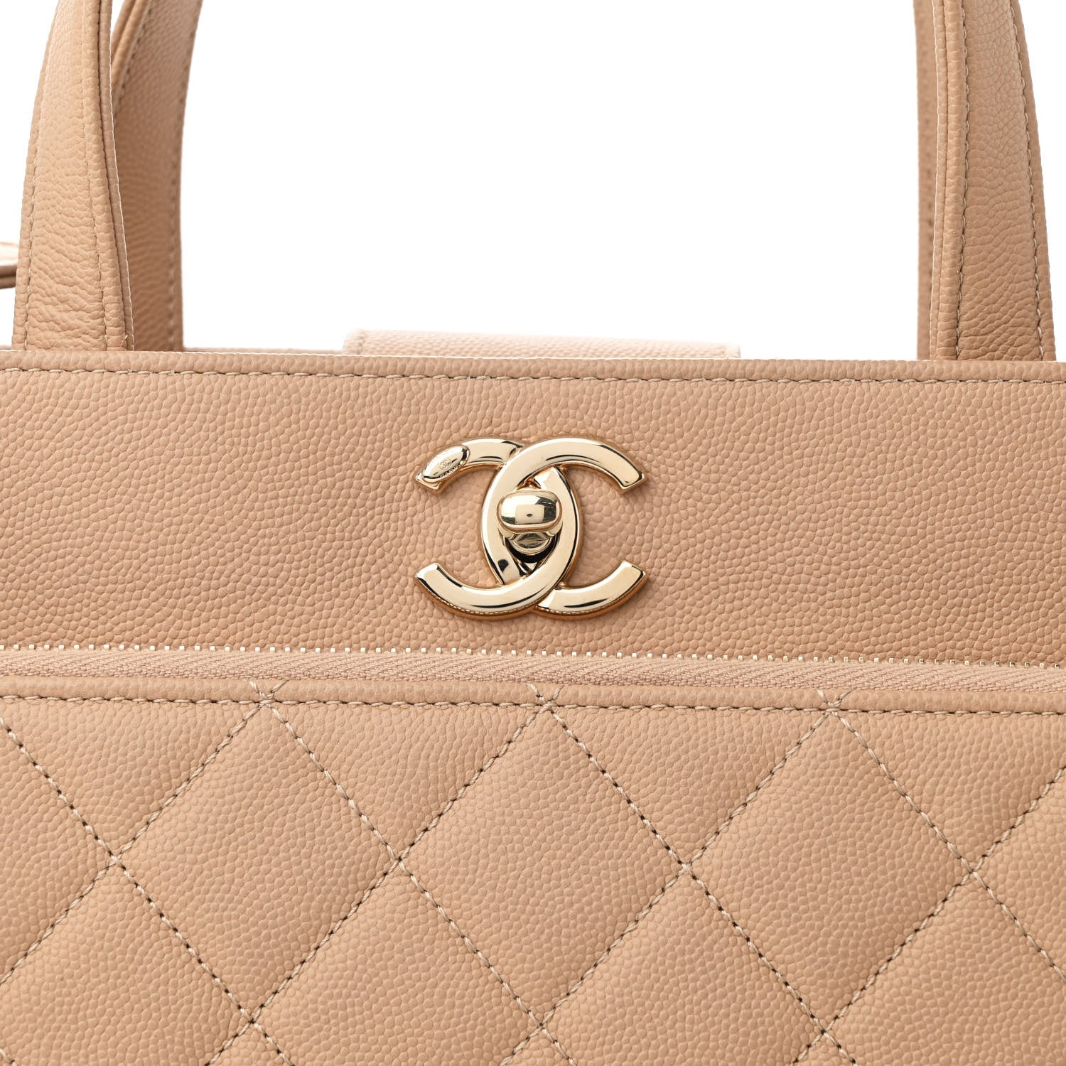 Caviar Quilted Large Business Affinity Shopping Bag Beige