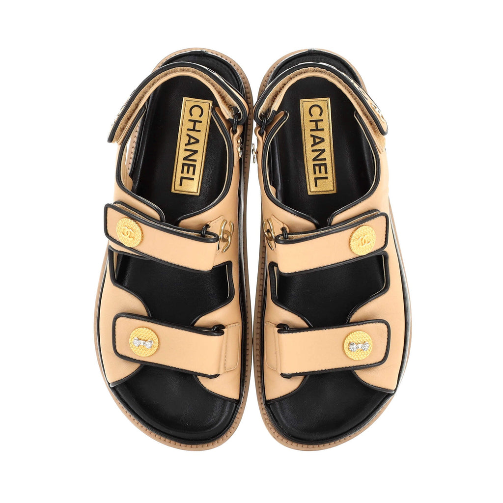 Women's Buttons Velcro Dad Sandals Leather