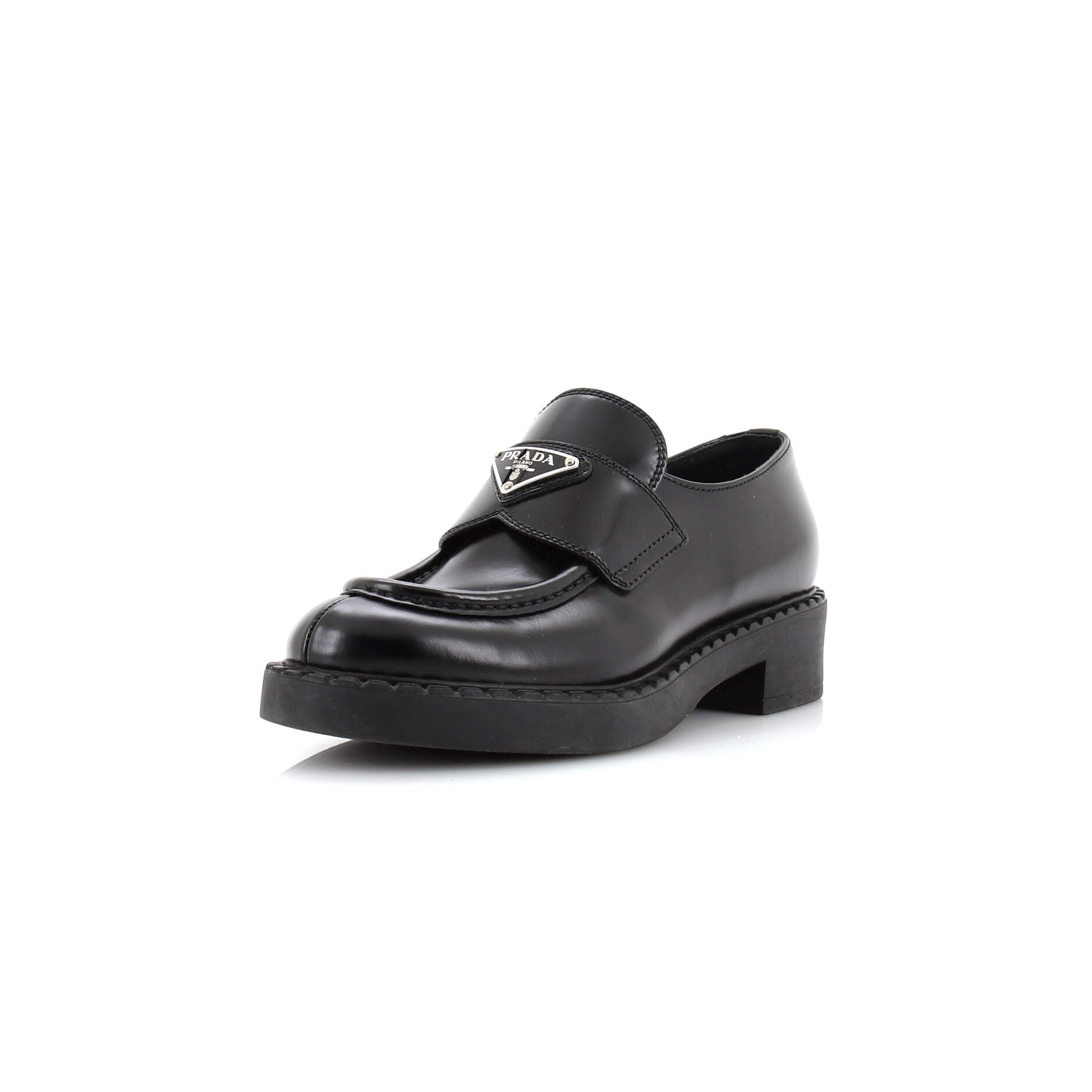 Women's Triangle Logo Loafers Spazzolato Leather