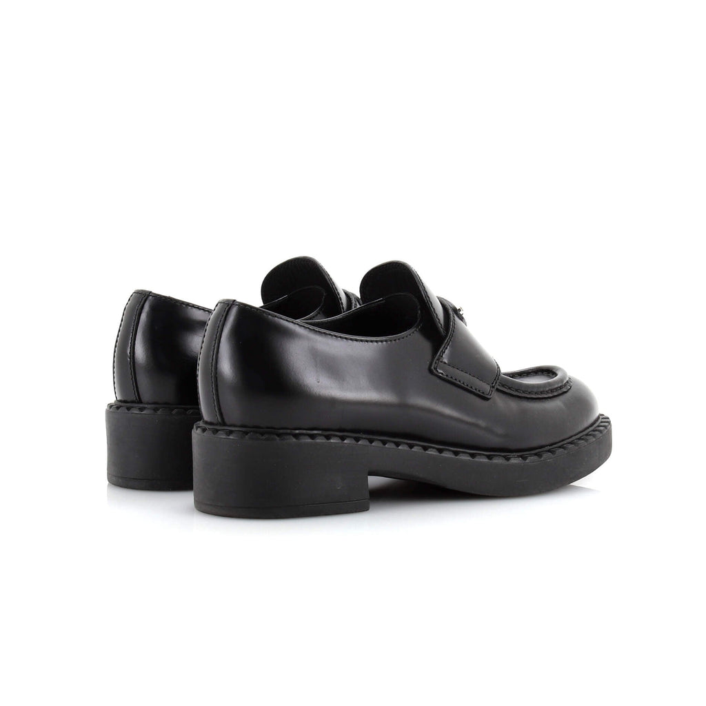 Women's Triangle Logo Loafers Spazzolato Leather