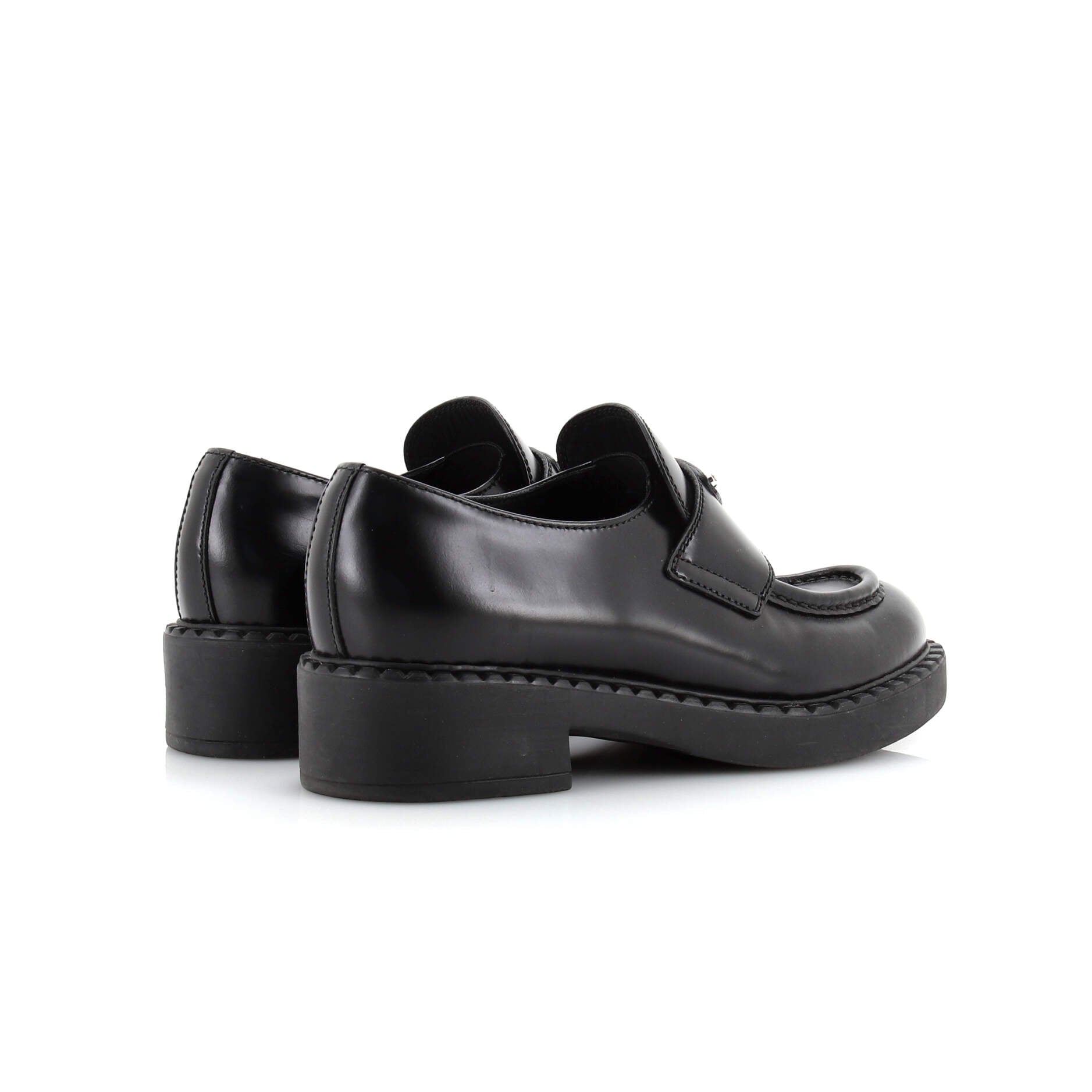 Women's Triangle Logo Loafers Spazzolato Leather